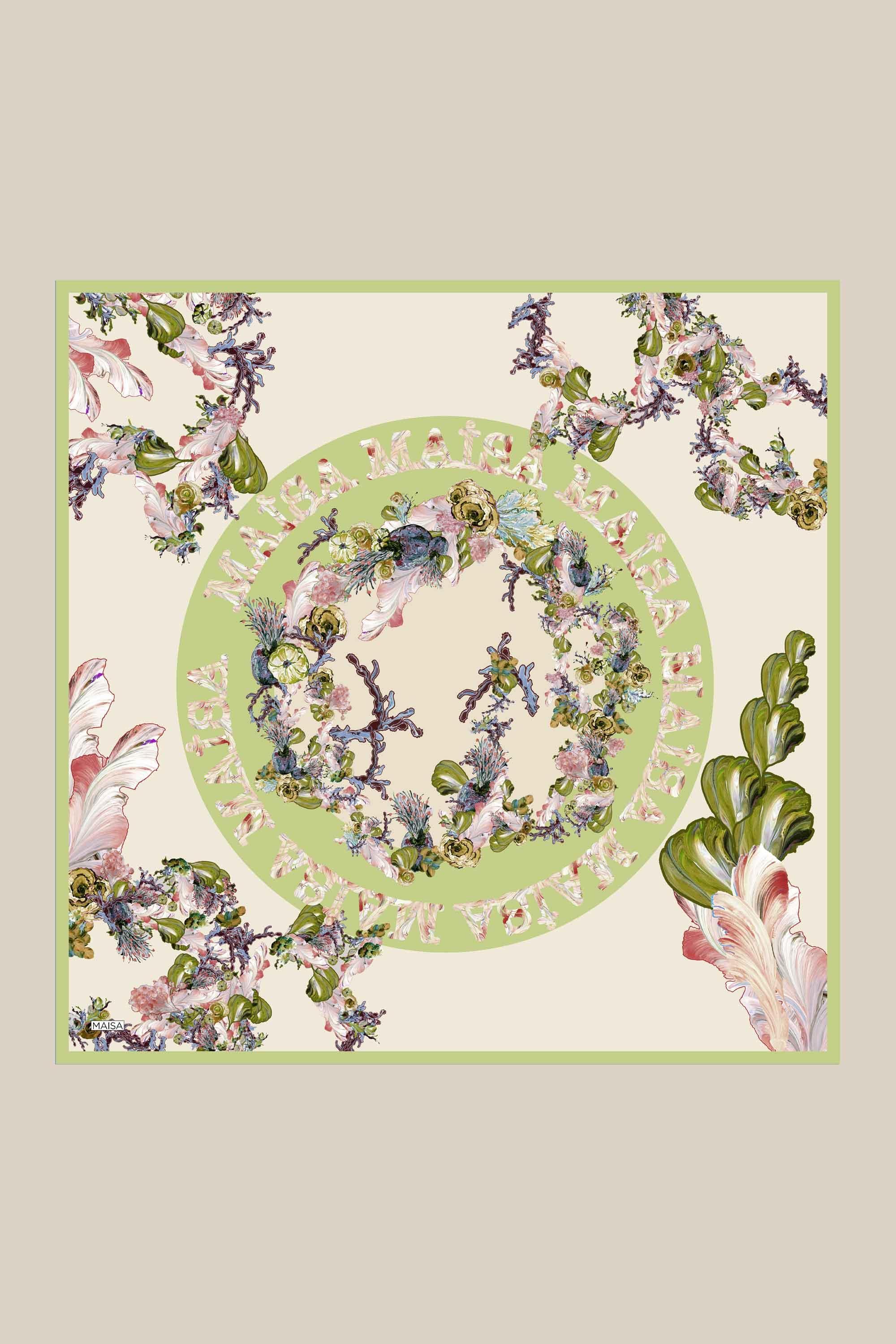 AHU TİVİL İPEK EŞARP 90*90 CM - YEŞİL