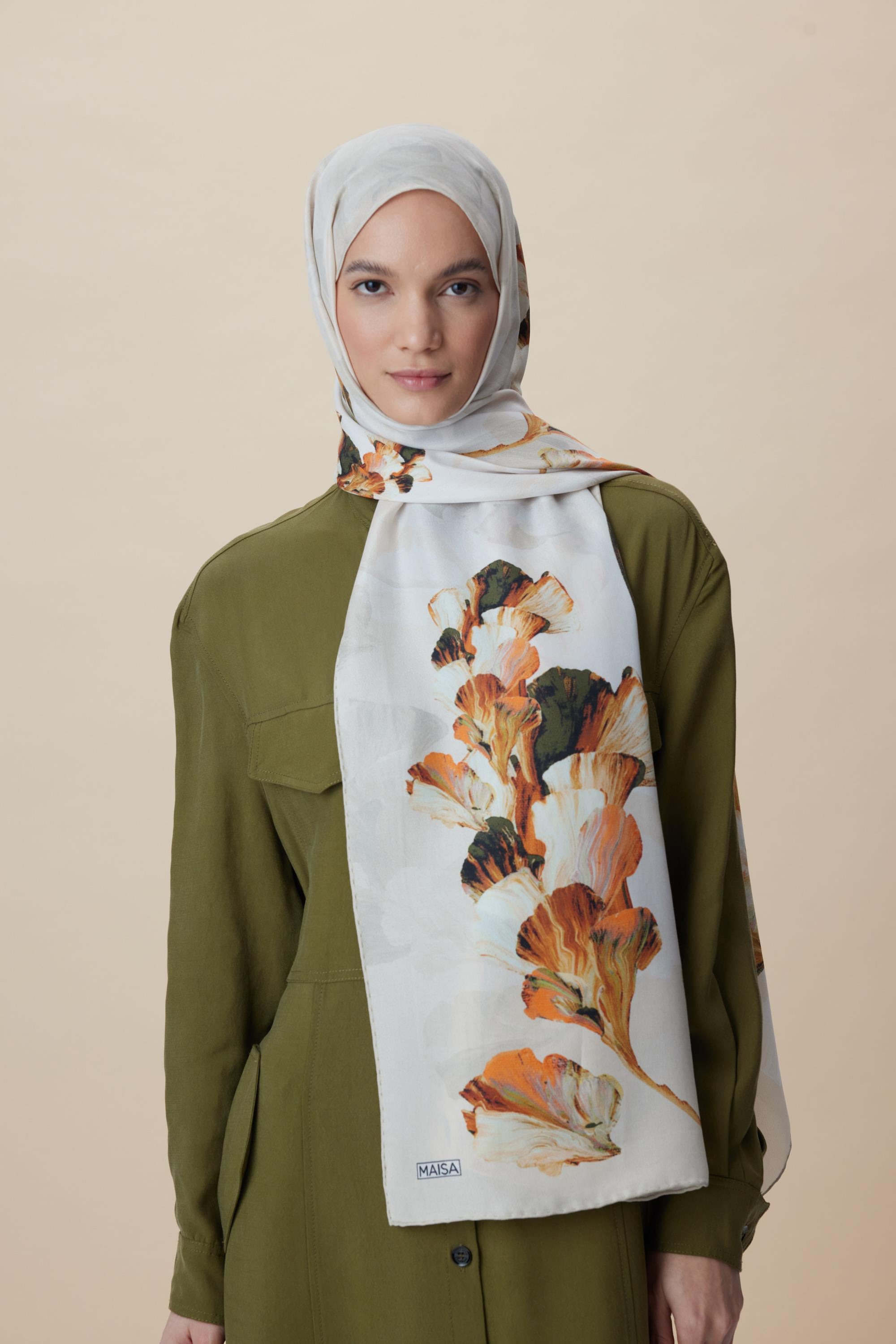 AKVA PAMUK İPEK ŞAL 70*190 CM - BEJ