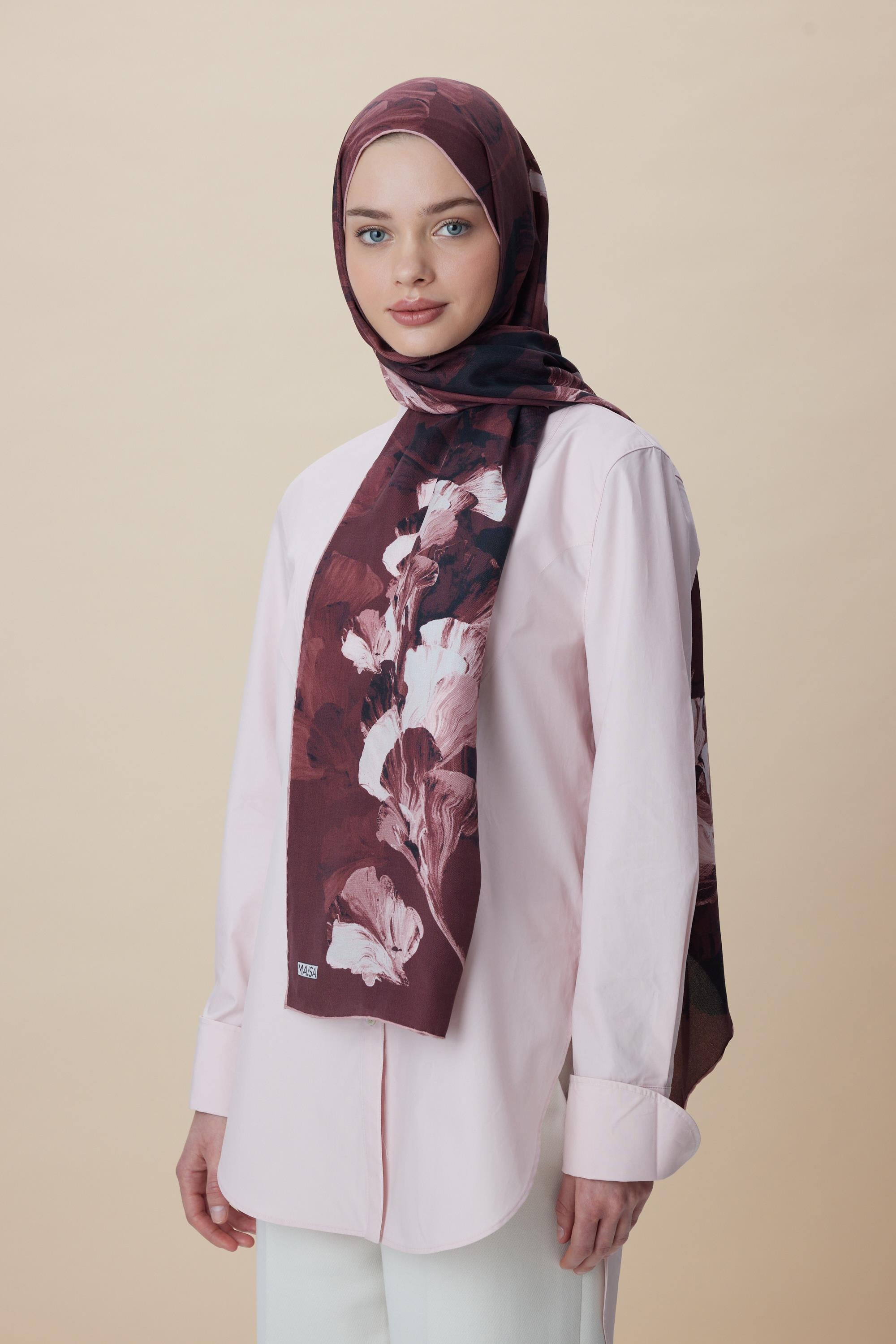 AKVA PAMUK İPEK ŞAL 70*190 CM - BORDO