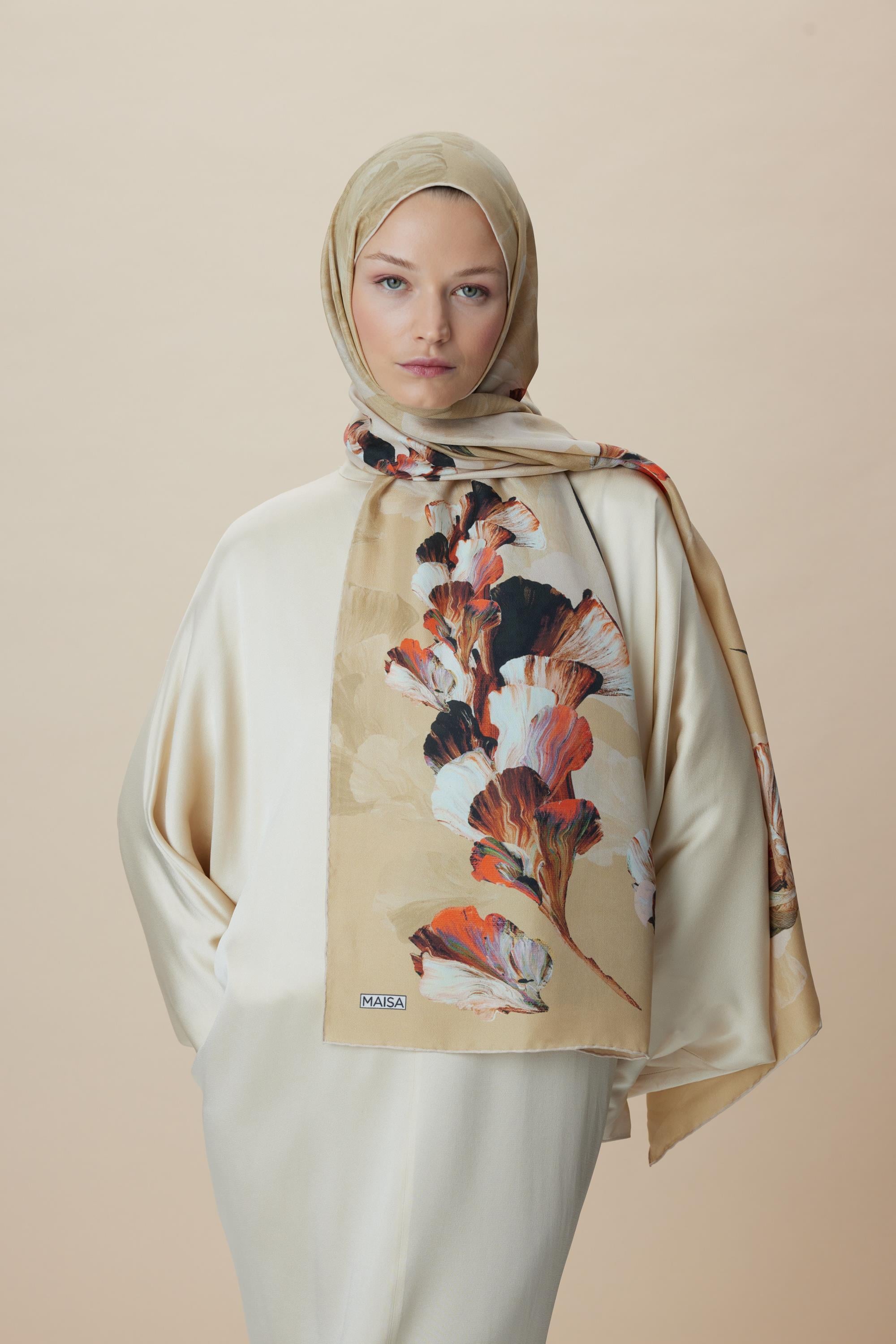 AKVA PAMUK İPEK ŞAL 70*190 CM - CAMEL