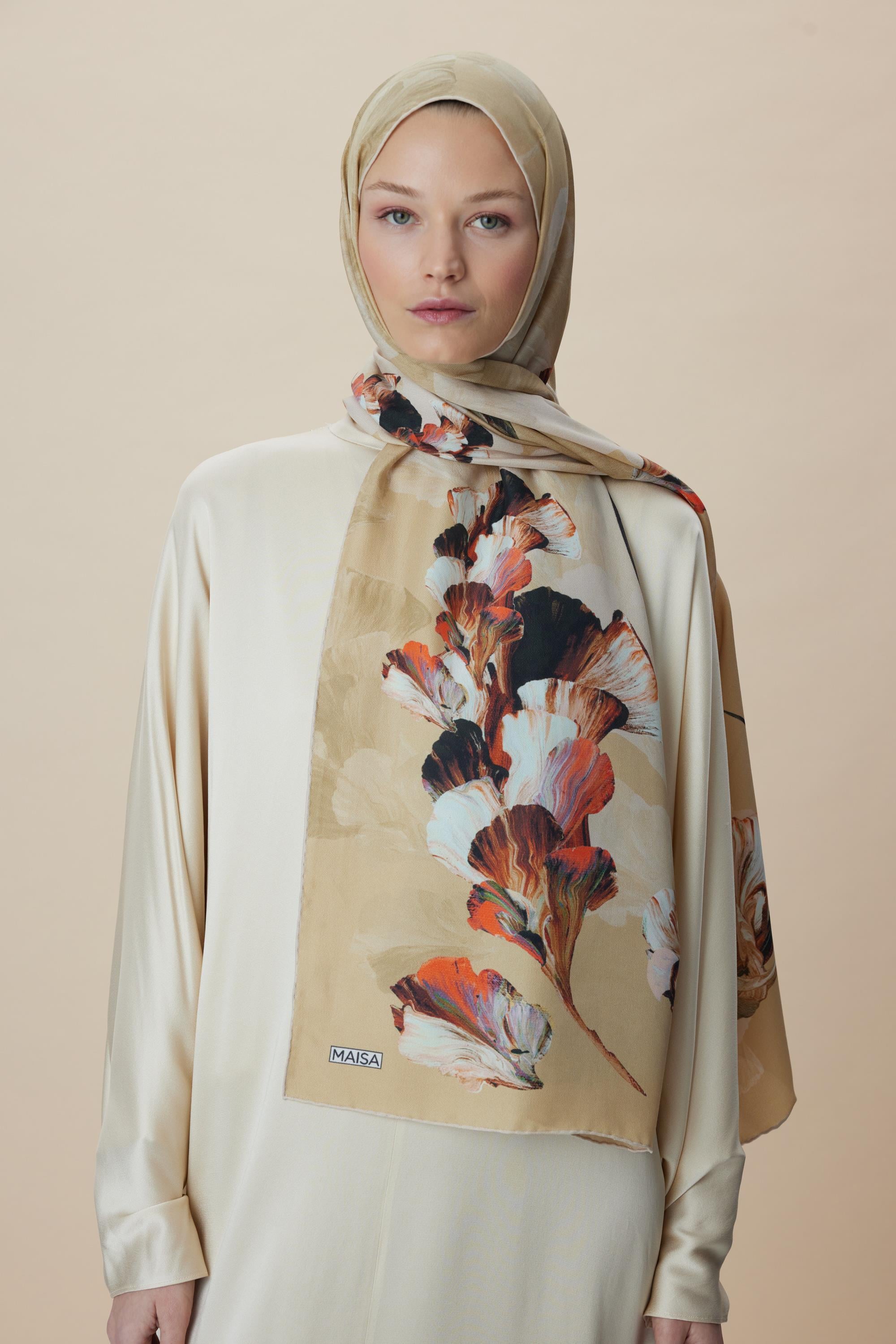 AKVA PAMUK İPEK ŞAL 70*190 CM - CAMEL