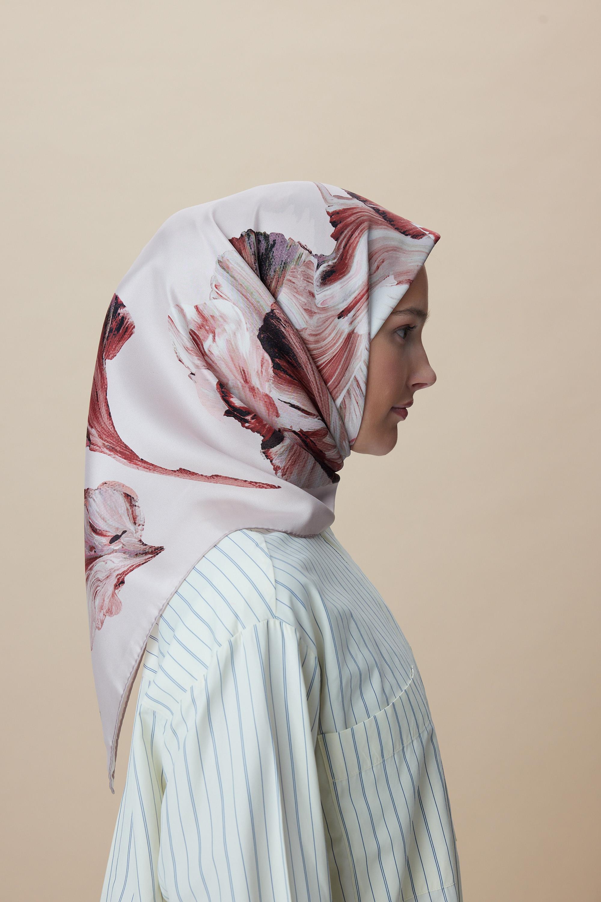 AKVA TİVİL İPEK EŞARP 90*90 CM - PUDRA PEMBE