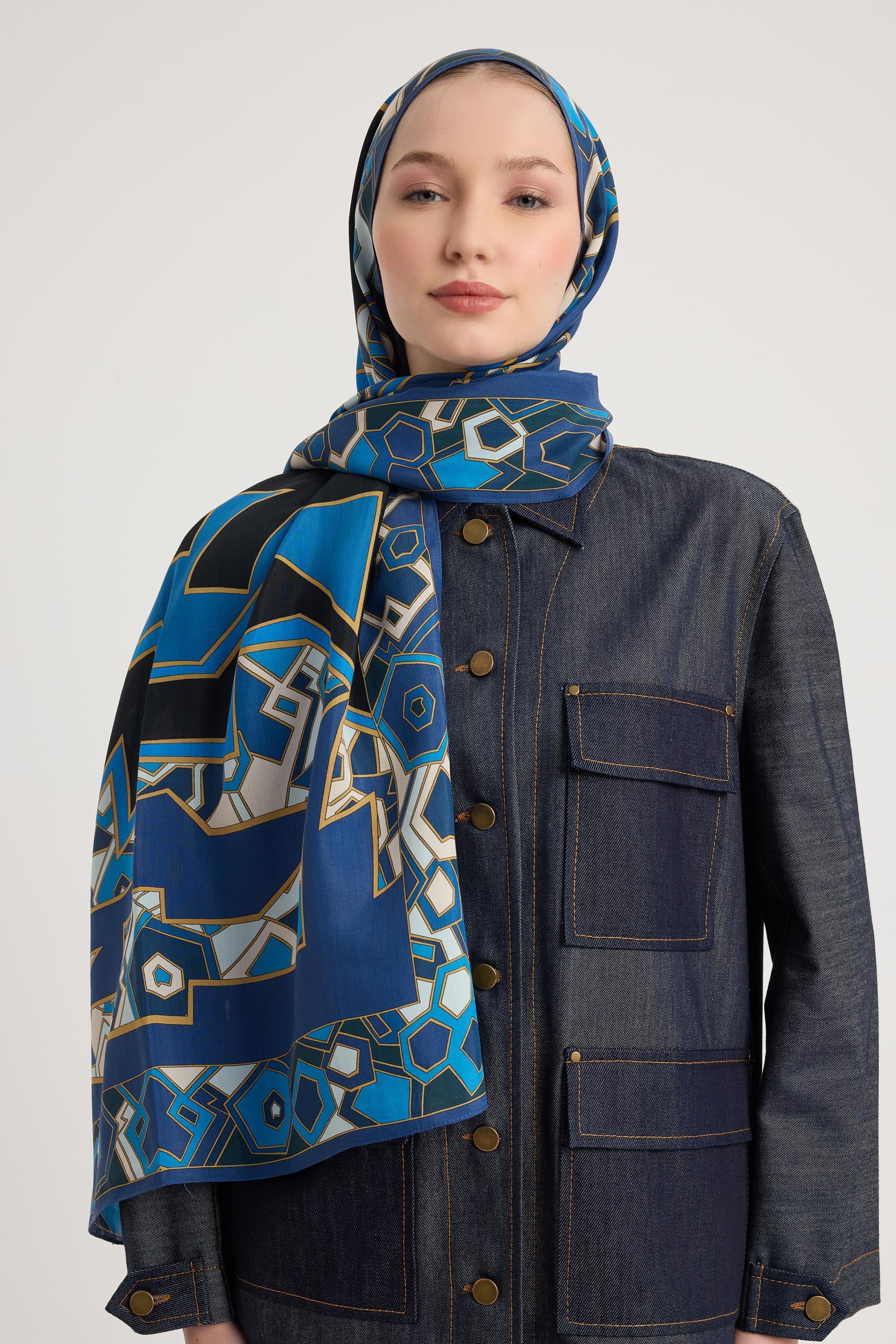 ALEV FLOŞ VİSKON ŞAL 70*190 CM - KOYU MAVİ