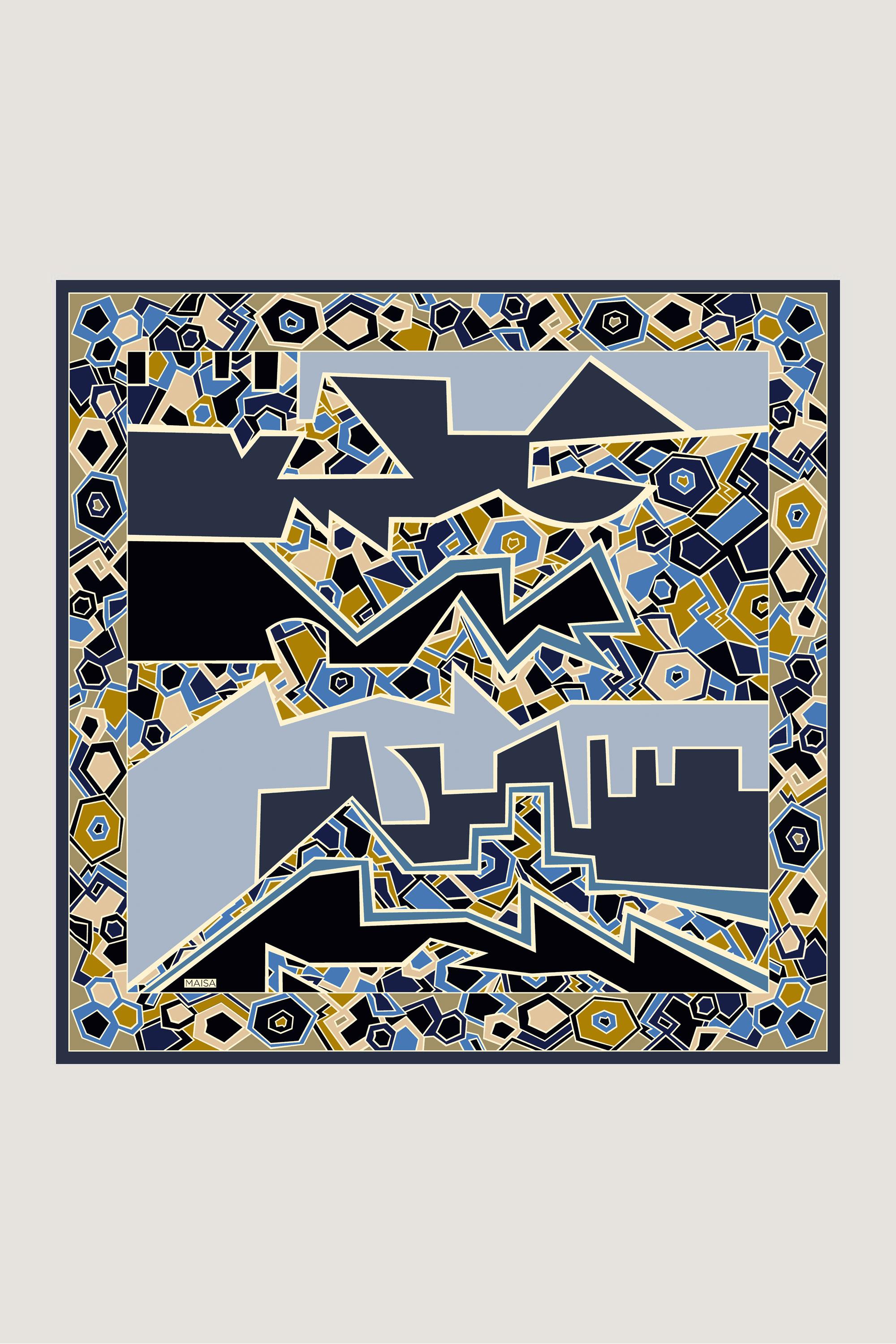 ALEV TİVİL İPEK EŞARP 90*90 CM - INDIGO