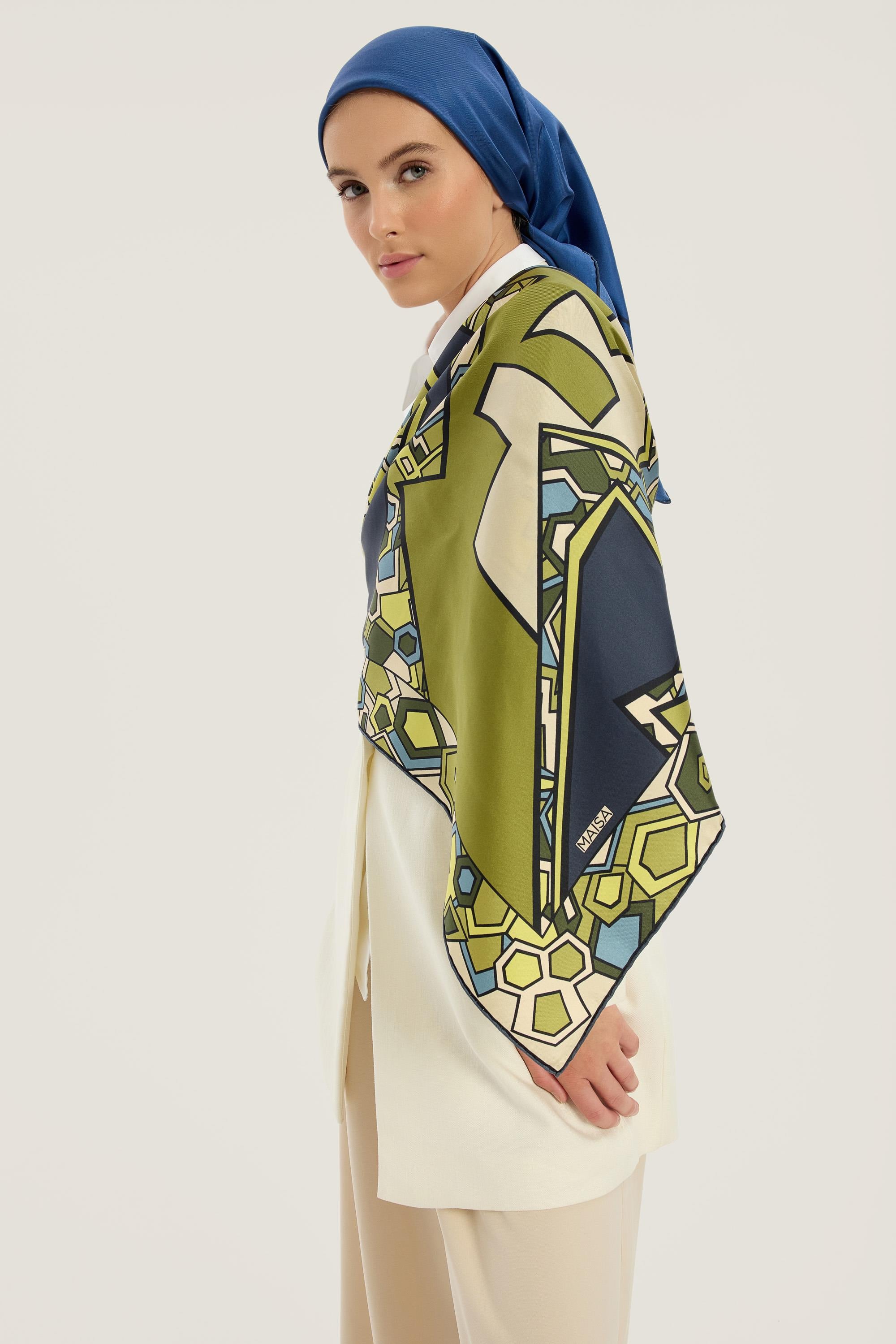 ALEV TİVİL İPEK EŞARP 90*90 CM - YEŞİL