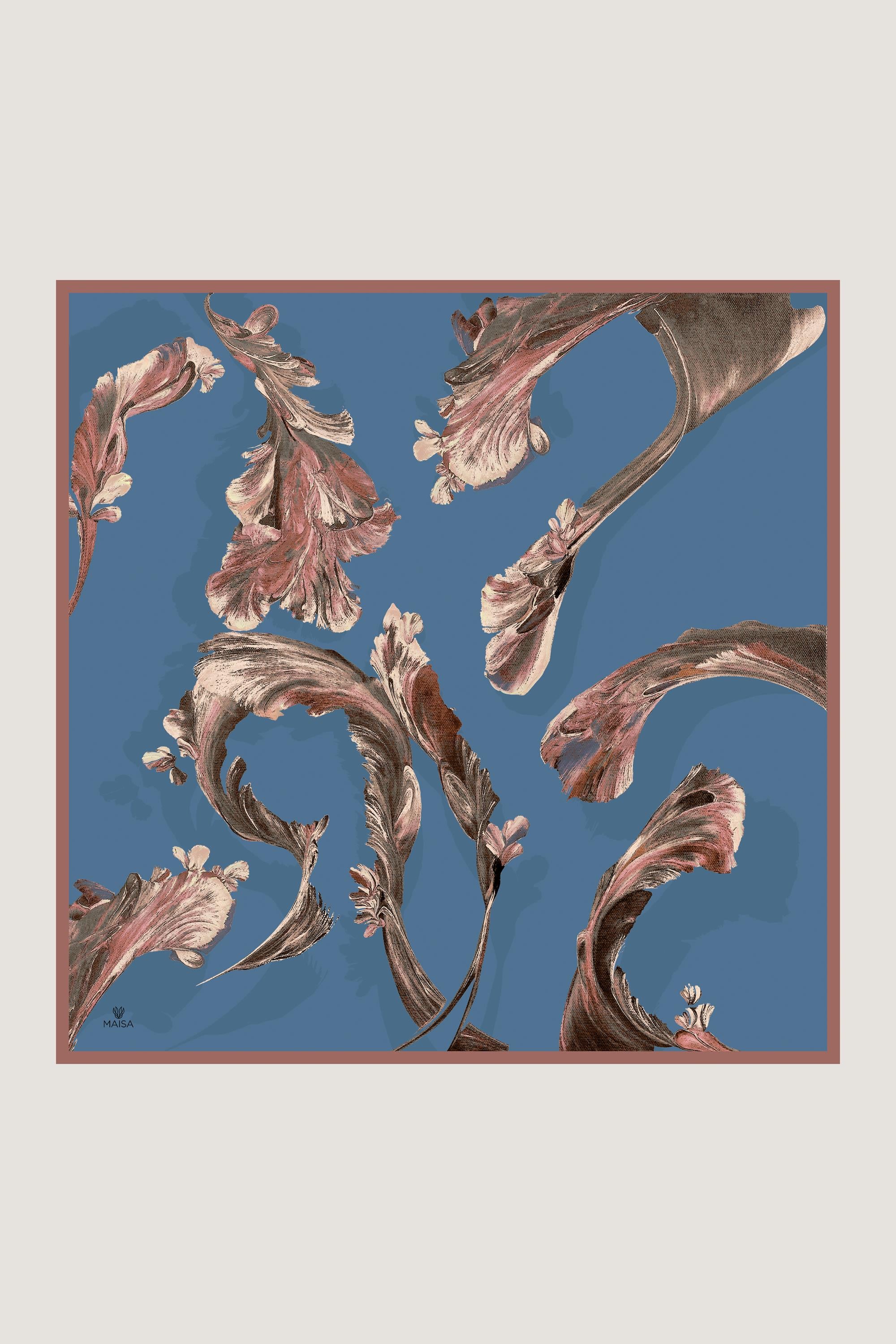 ANİ TİVİL İPEK EŞARP 90*90 CM - MAVİ