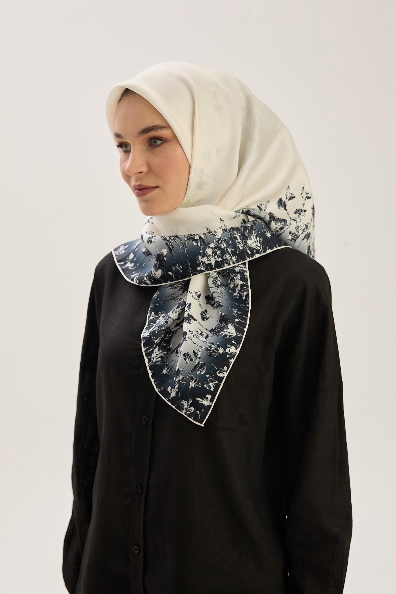 ARUS TİVİL İPEK EŞARP 90*90 CM - EKRU