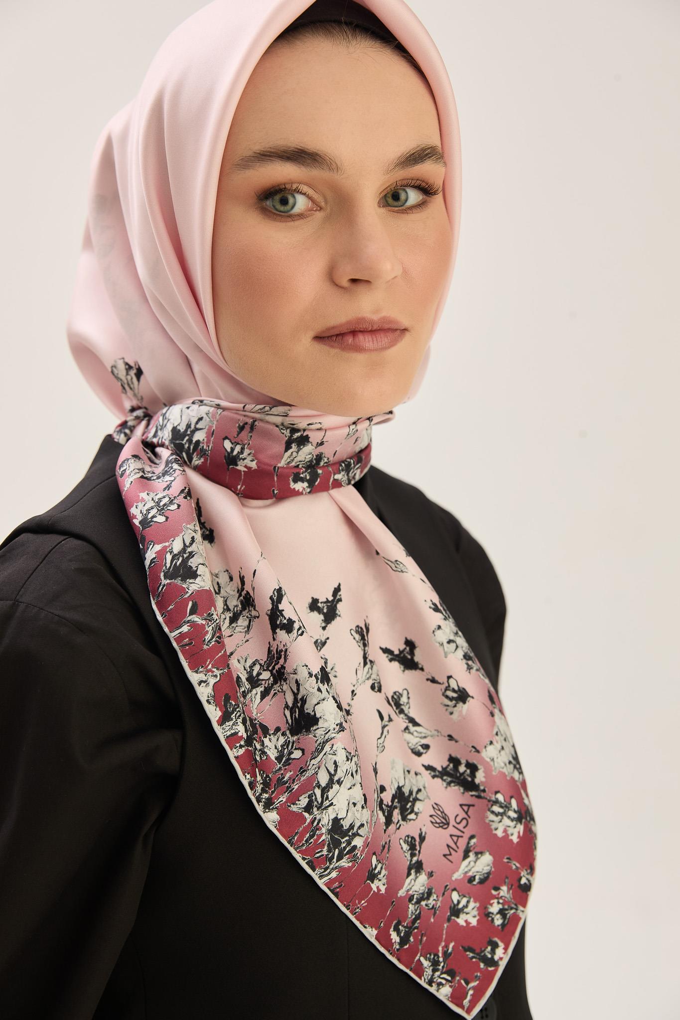 ARUS TİVİL İPEK EŞARP 90*90 CM - PEMBE