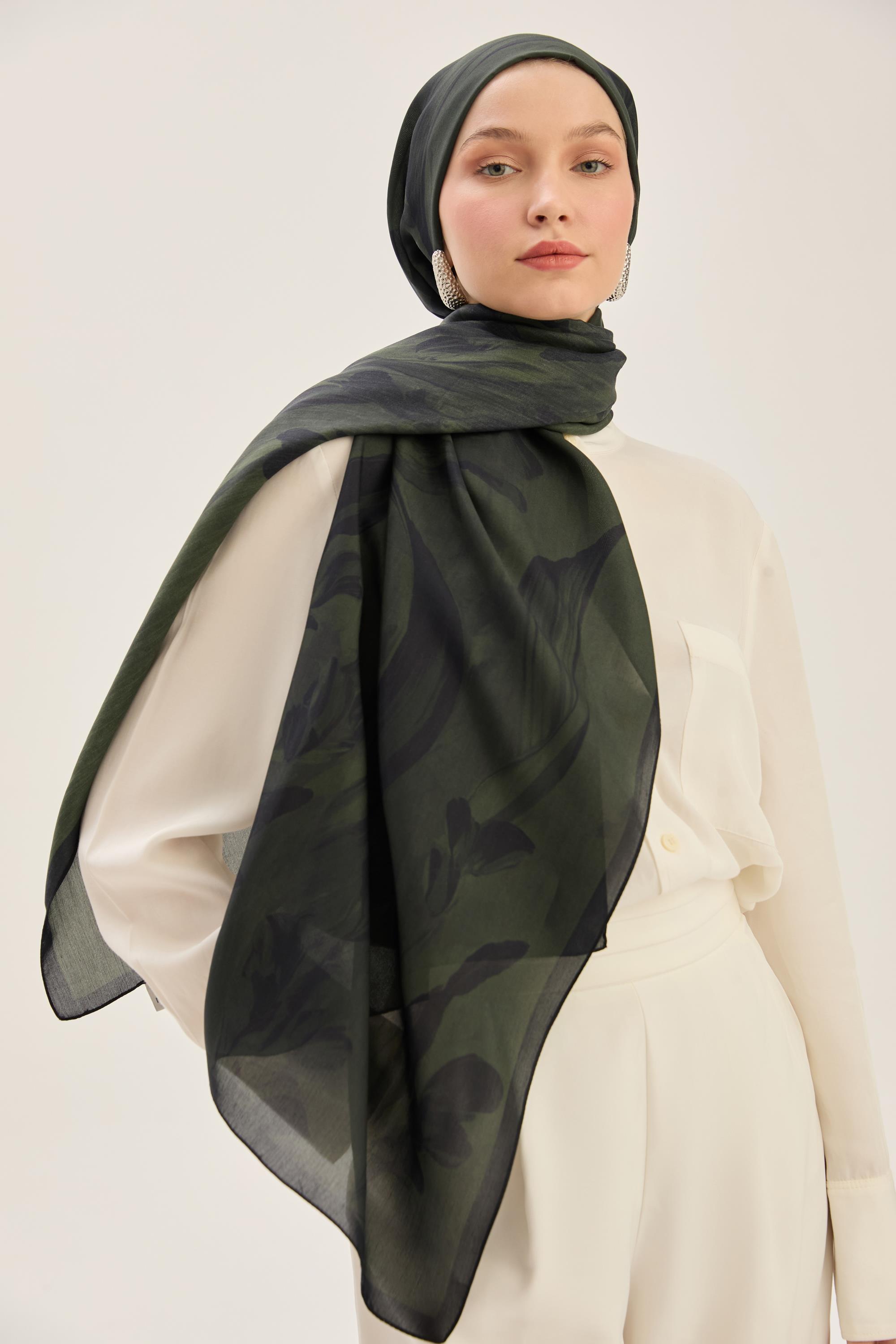 ARYA FLOŞ VİSKON 70*190 CM ŞAL - KOYU YEŞİL