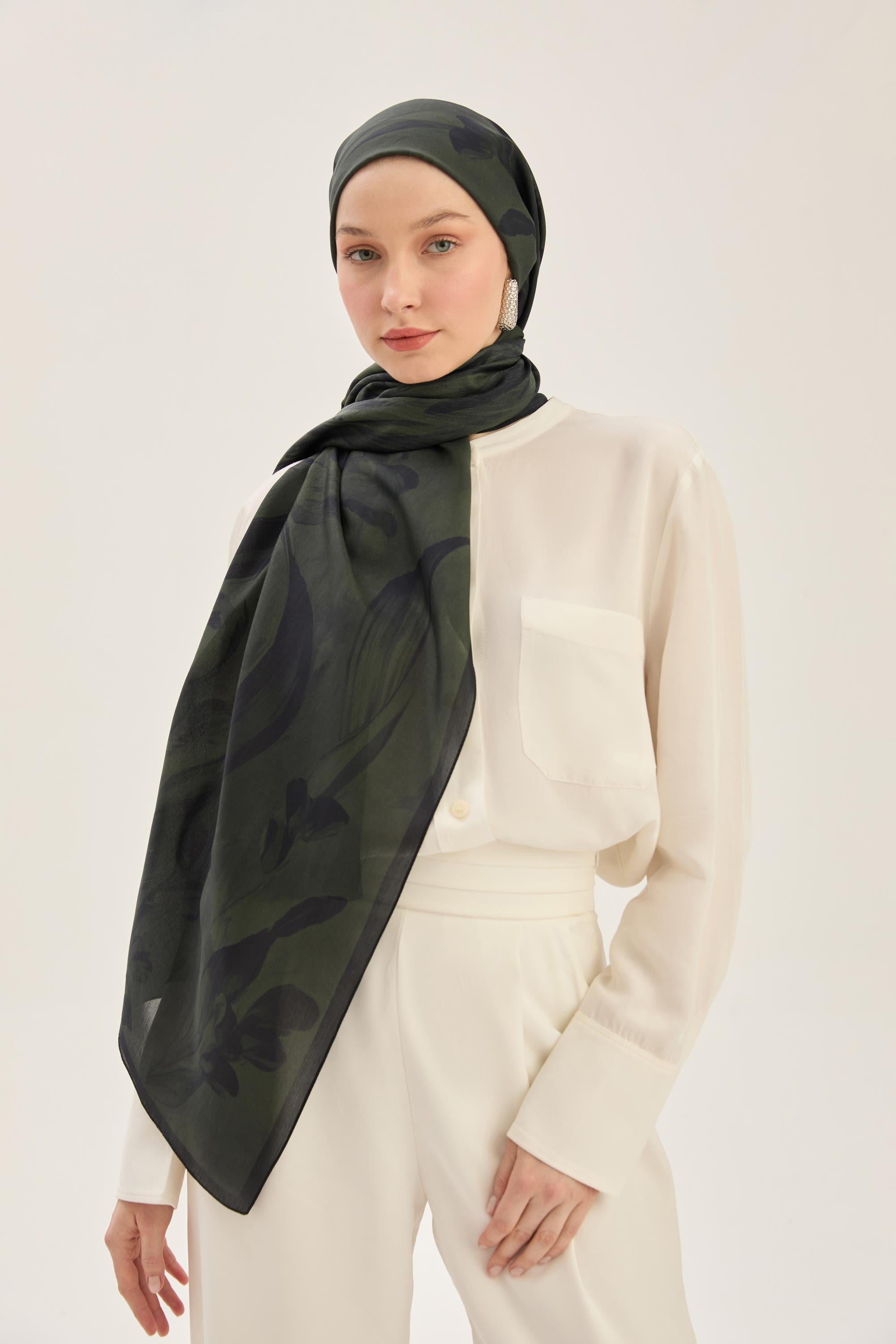 ARYA FLOŞ VİSKON 70*190 CM ŞAL - KOYU YEŞİL