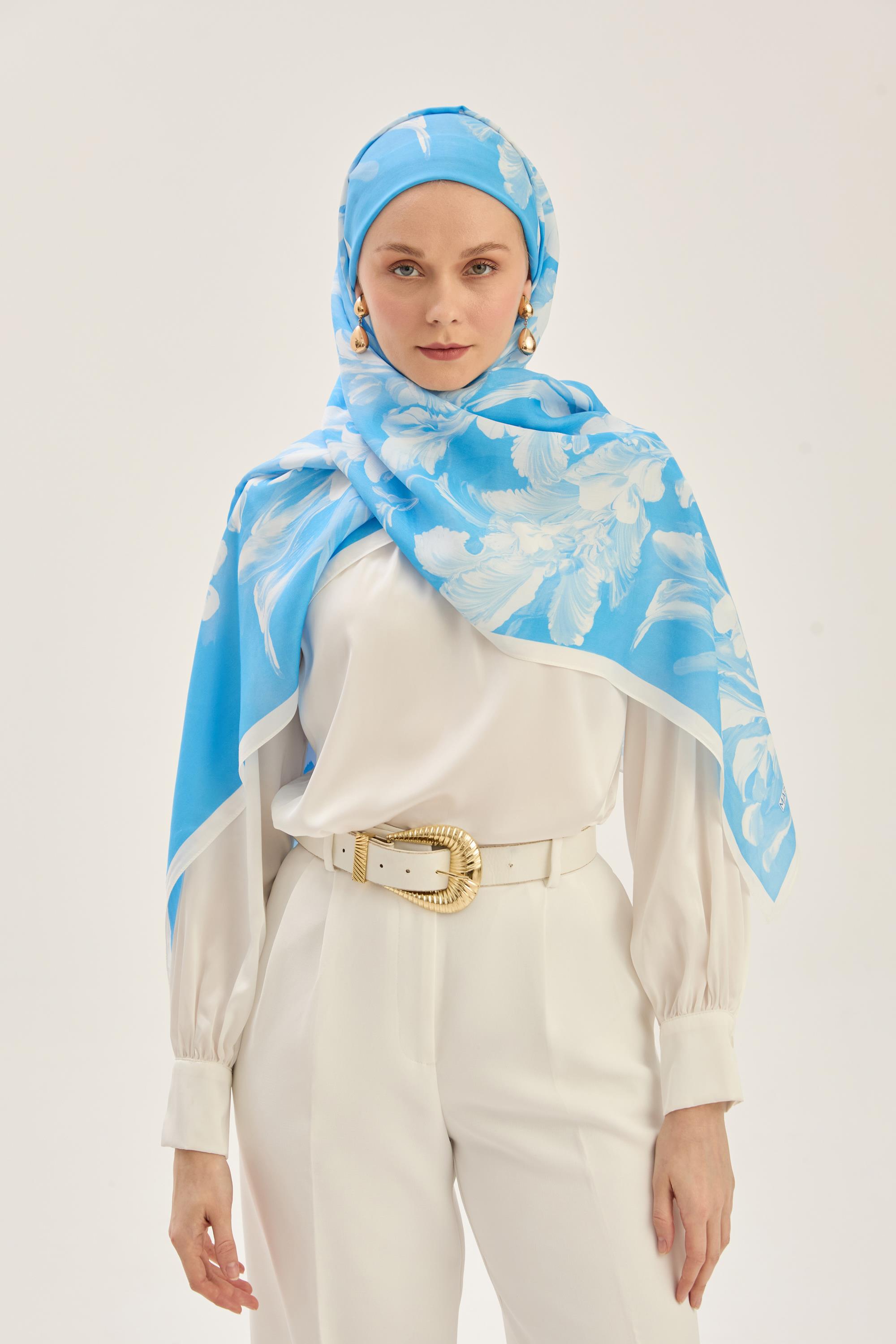 ARYA FLOŞ VİSKON 70*190 CM ŞAL - MAVİ