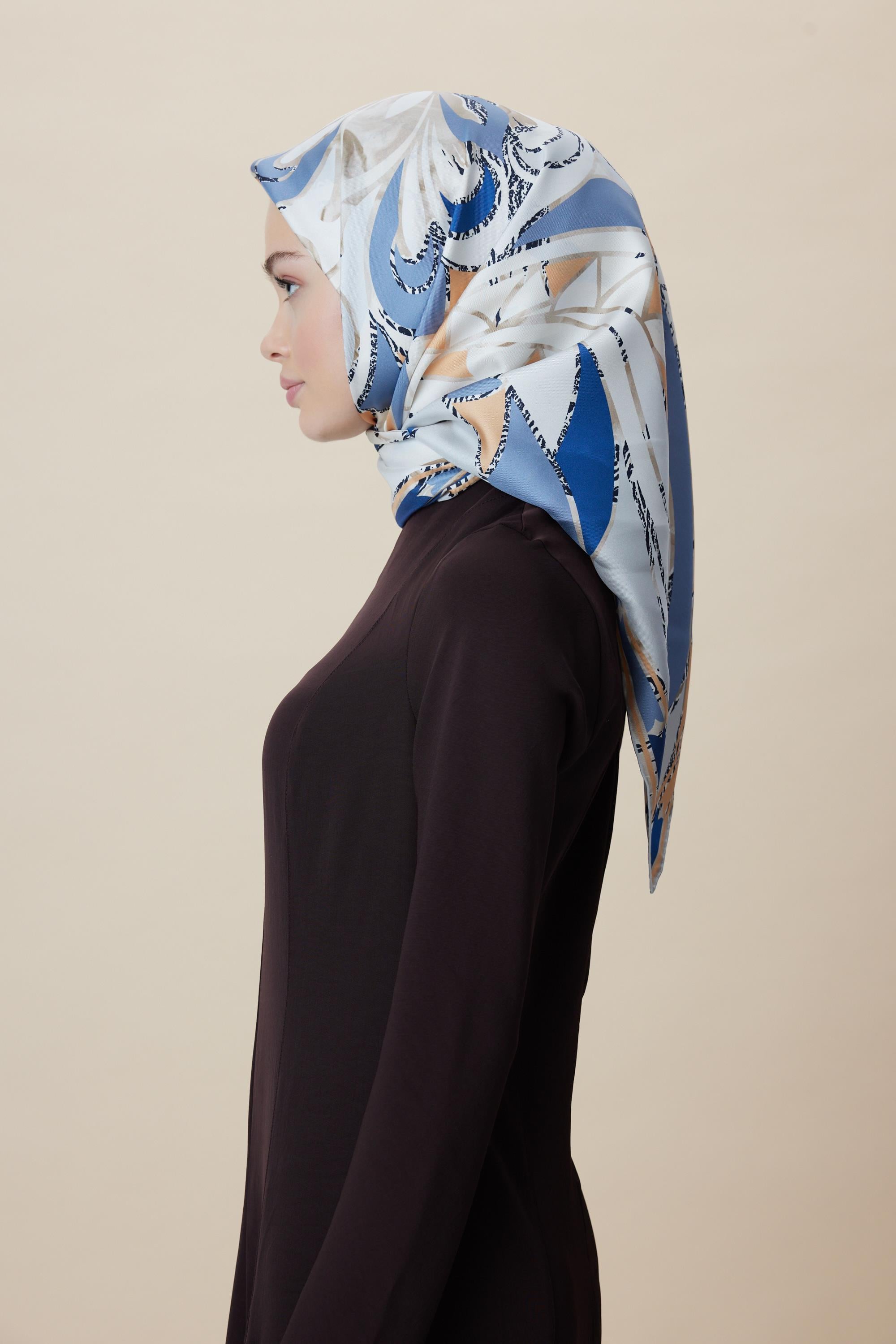 ATOL TİVİL İPEK EŞARP 90*90 CM - AÇIK MAVİ