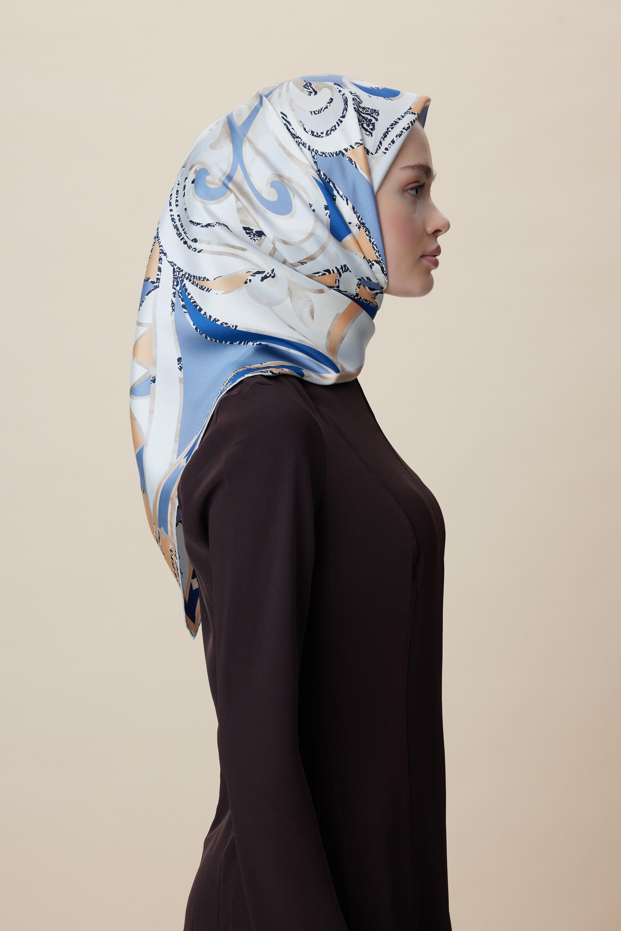 ATOL TİVİL İPEK EŞARP 90*90 CM - AÇIK MAVİ
