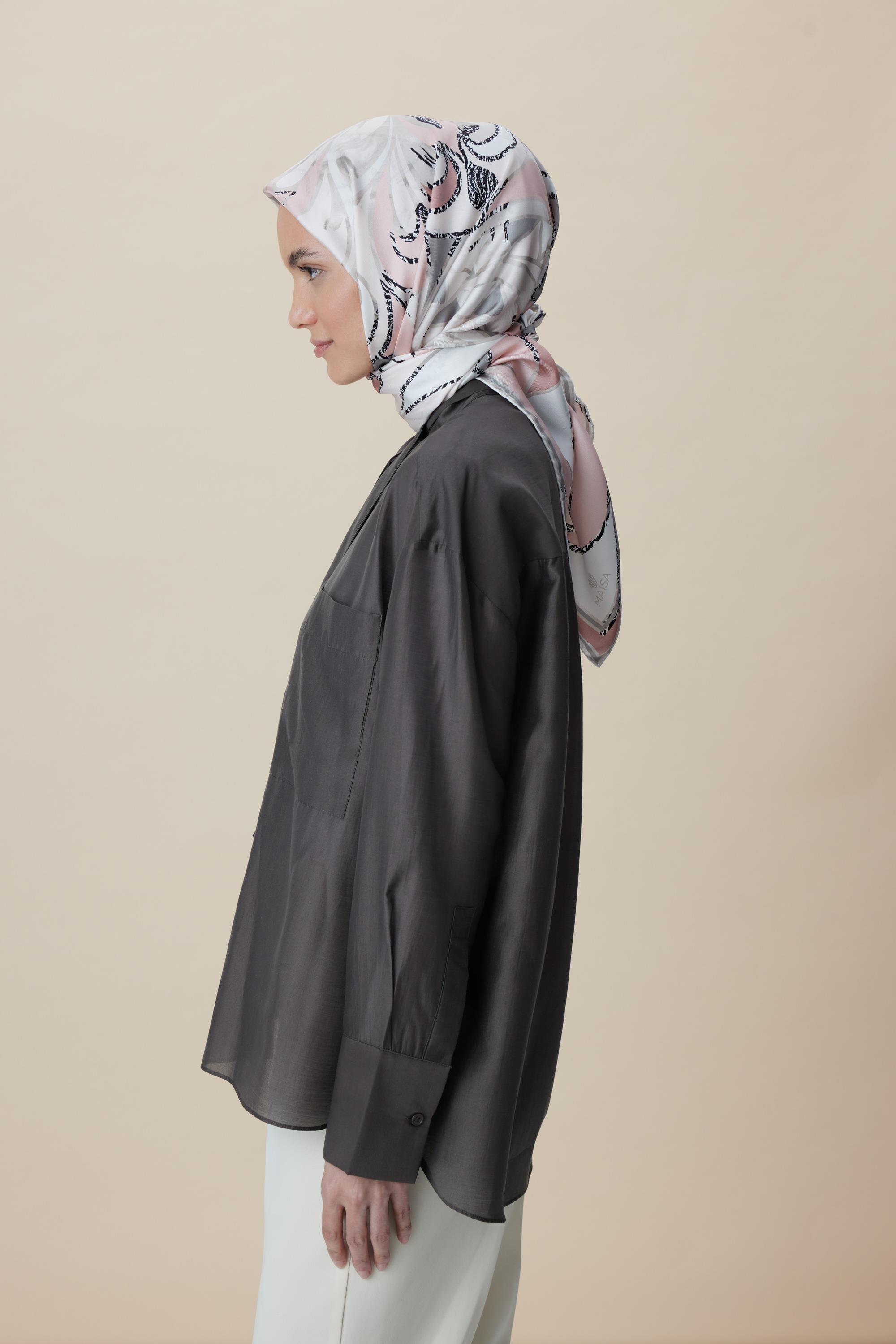 ATOL TİVİL İPEK EŞARP 90*90 CM - PUDRA PEMBE