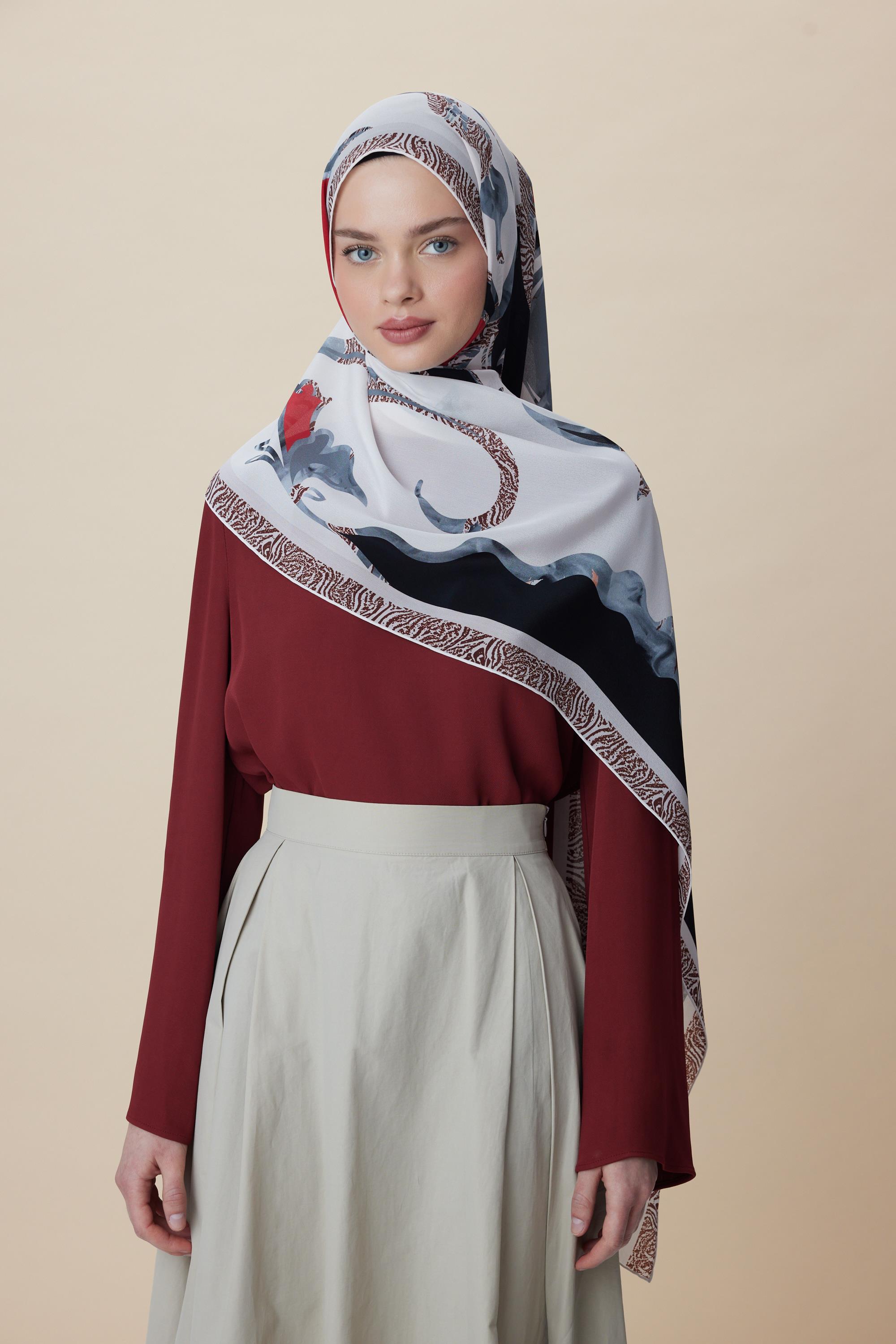 AYÇIL KREP İPEK ŞAL 70*190 CM - KIRMIZI