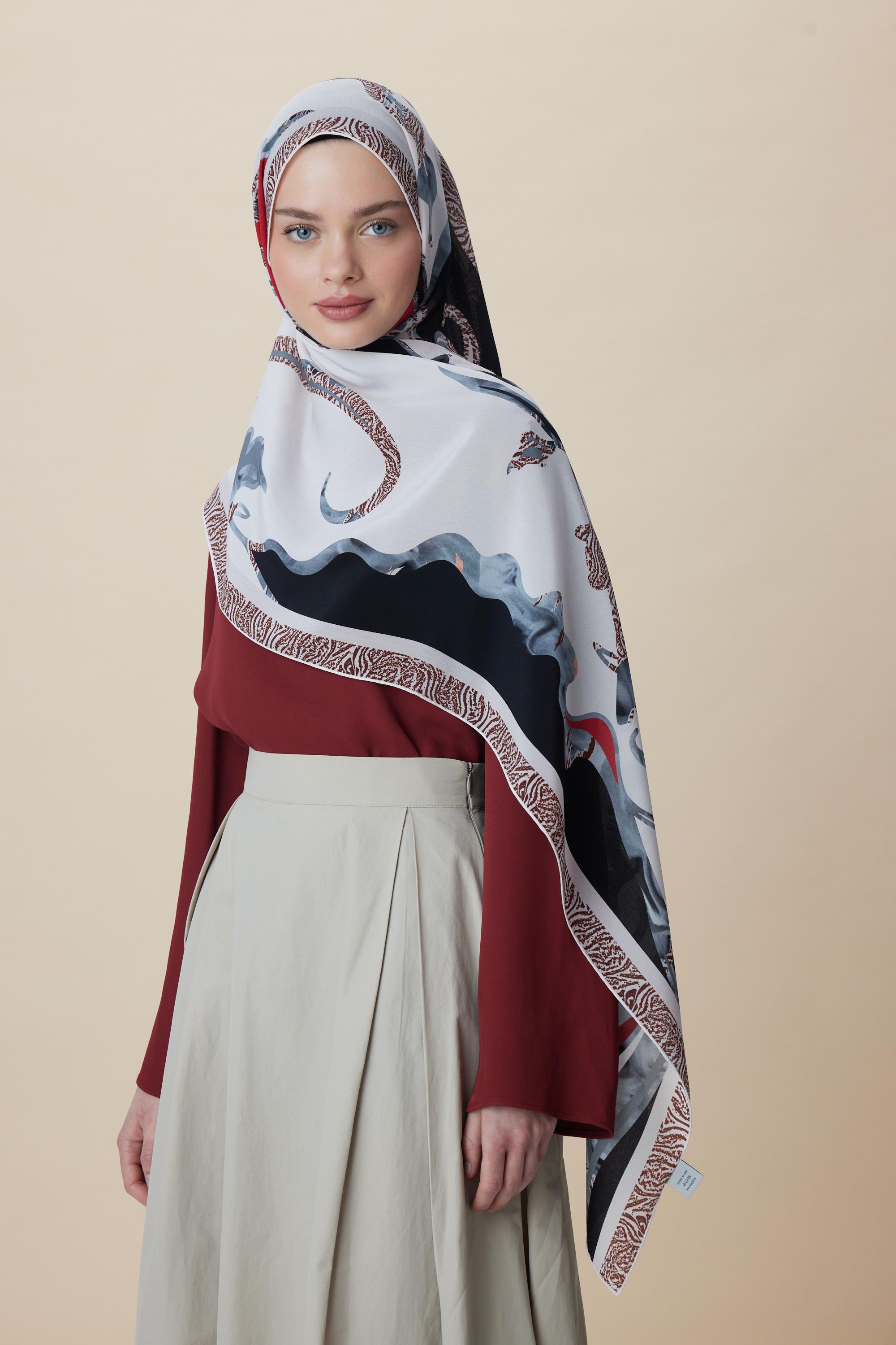 AYÇIL KREP İPEK ŞAL 70*190 CM - KIRMIZI