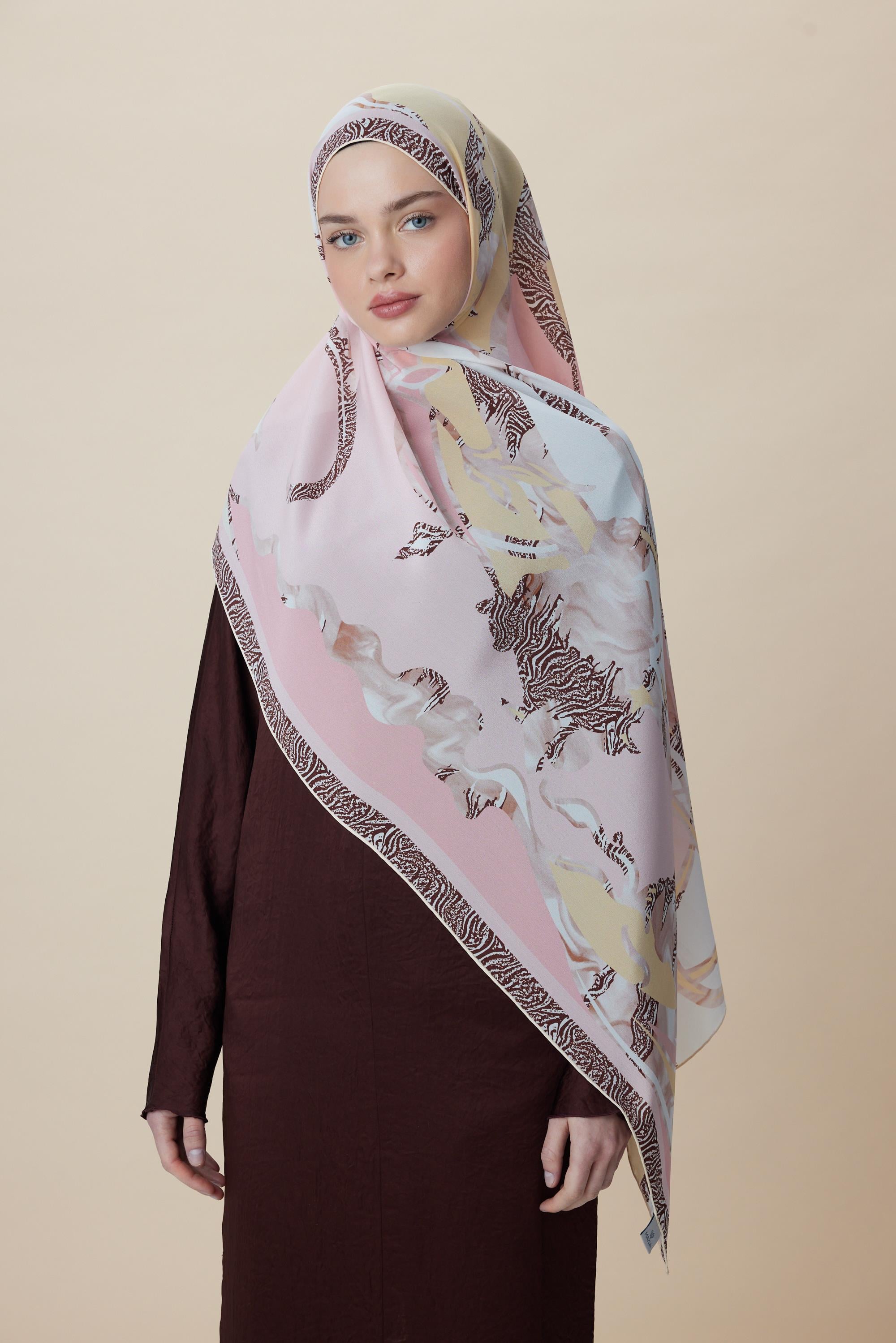 AYÇIL KREP İPEK ŞAL 70*190 CM - PEMBE