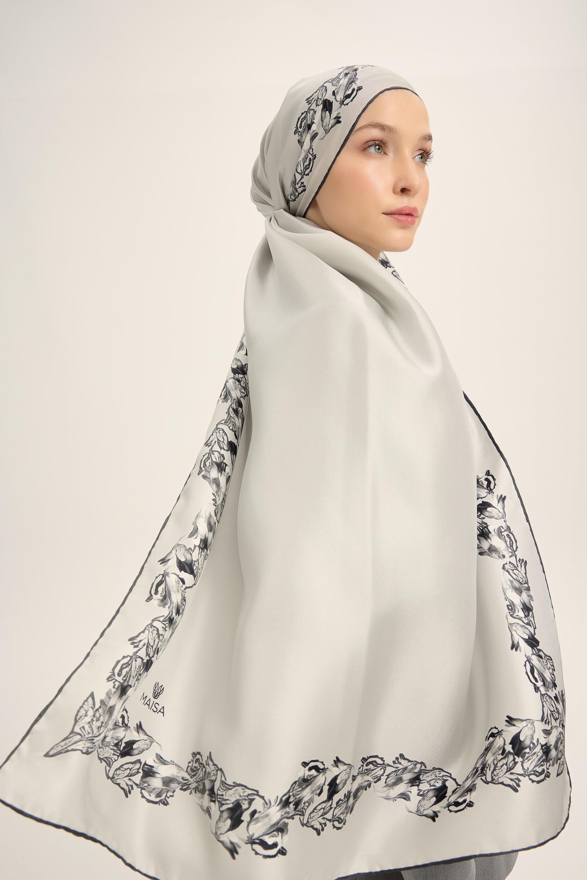 BADE MULBERRY İPEK ŞAL 70*190 CM - GRİ