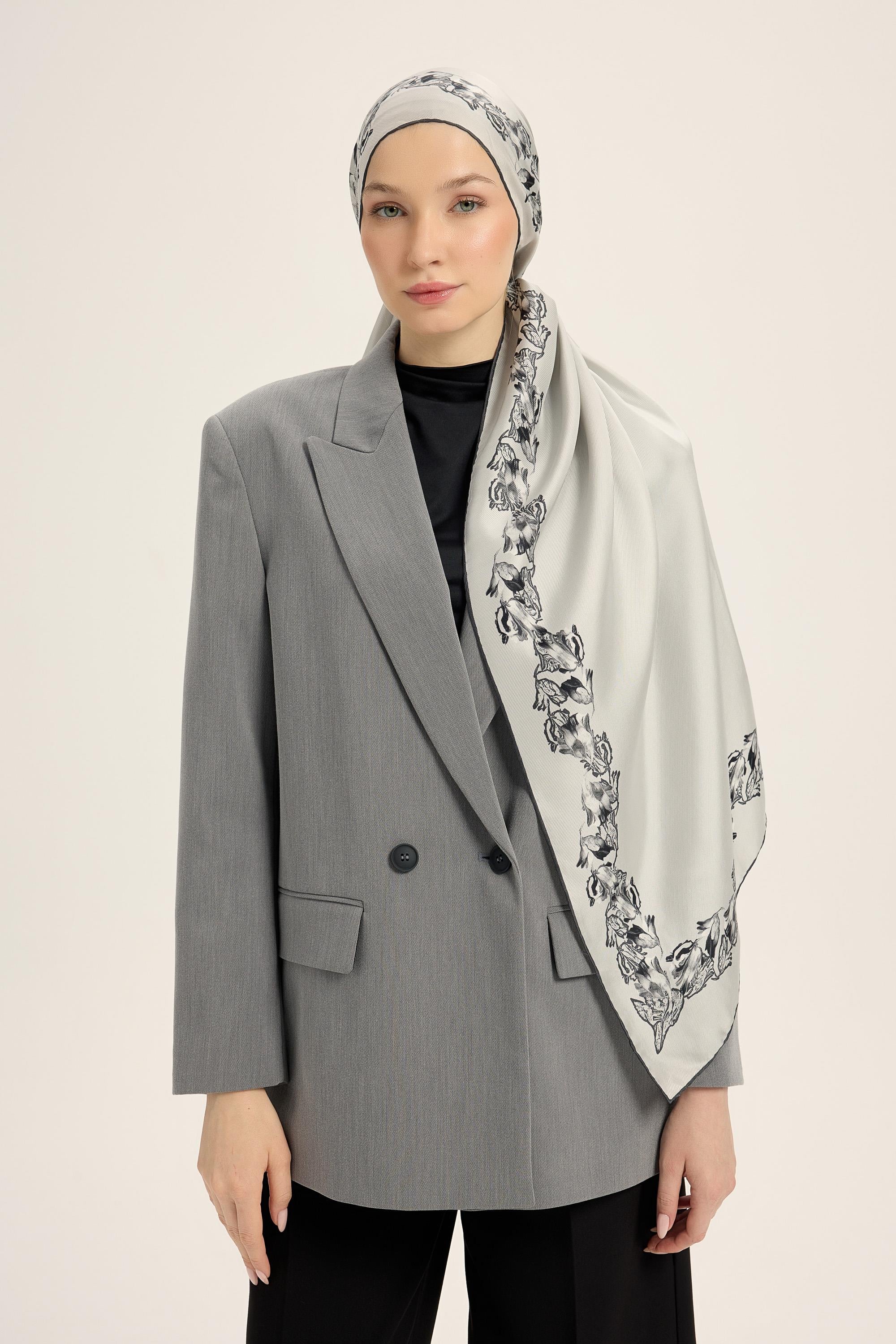 BADE MULBERRY İPEK ŞAL 70*190 CM - GRİ