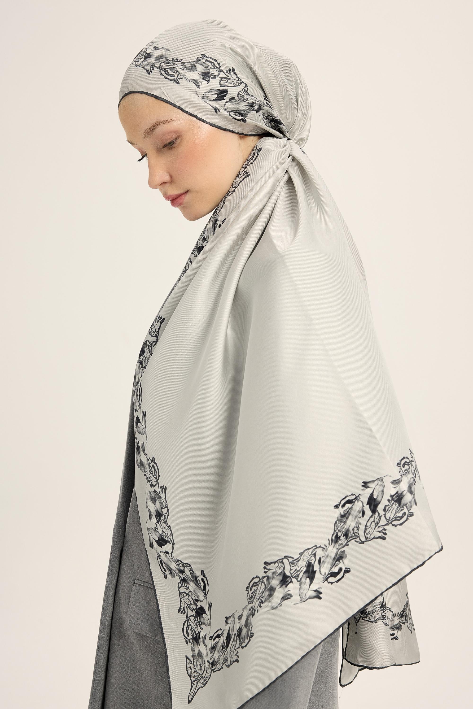 BADE MULBERRY İPEK ŞAL 70*190 CM - GRİ
