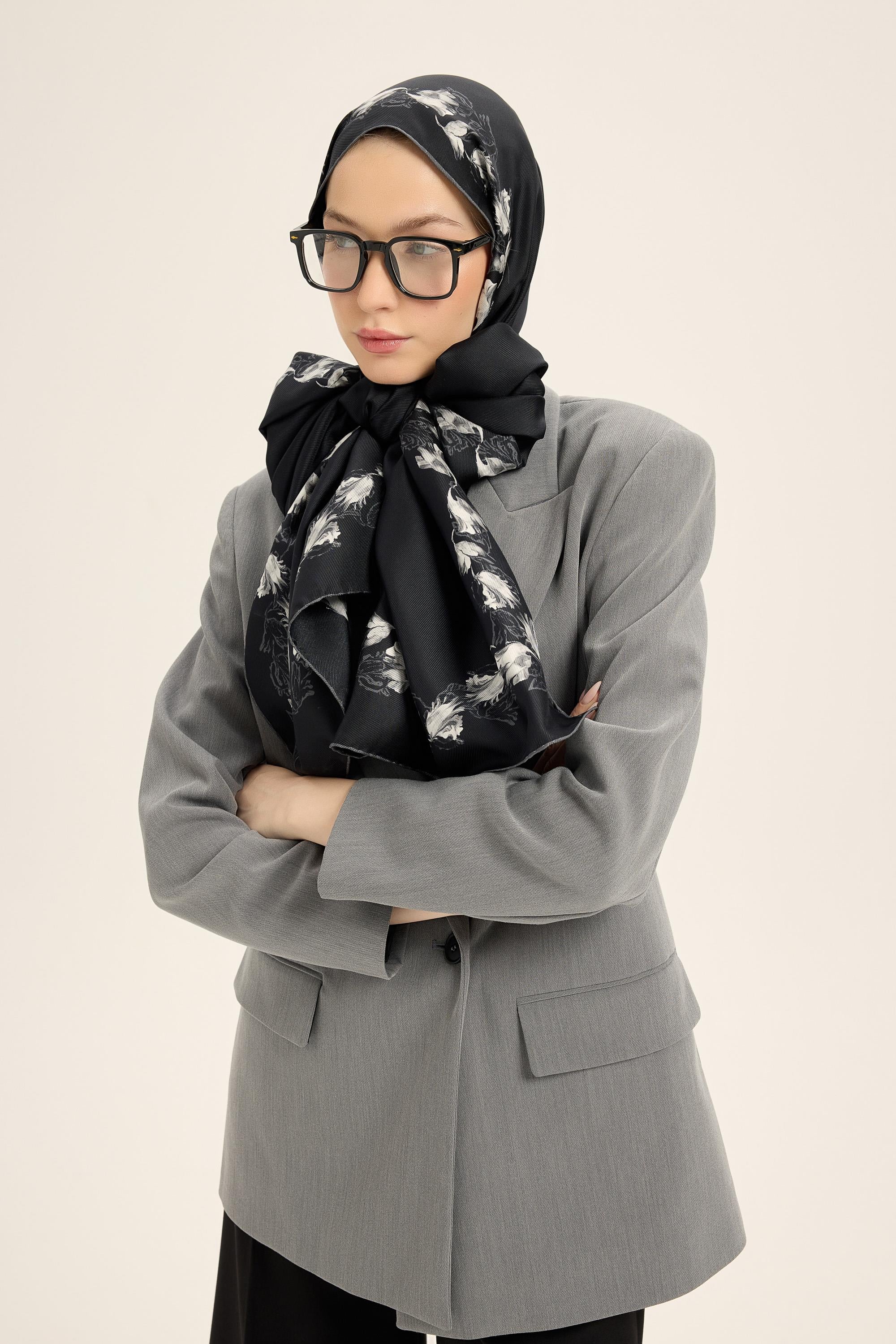 BADE MULBERRY İPEK ŞAL 70*190 CM - SİYAH