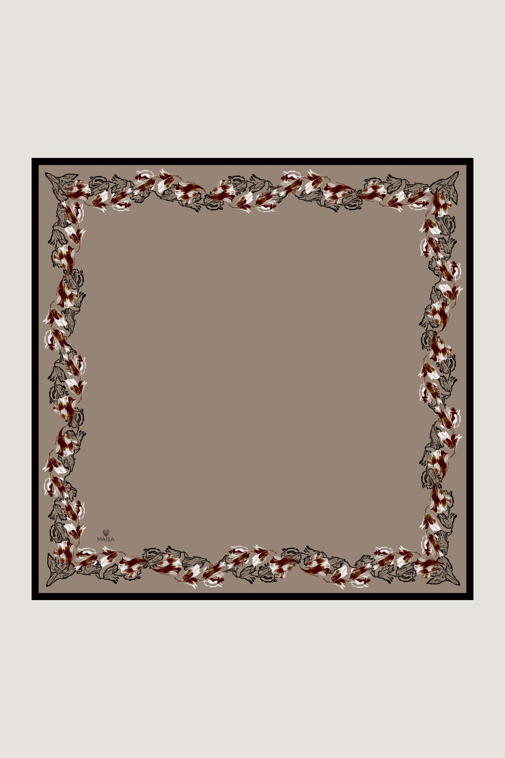 BADE TİVİL İPEK EŞARP 90*90 CM - CAMEL