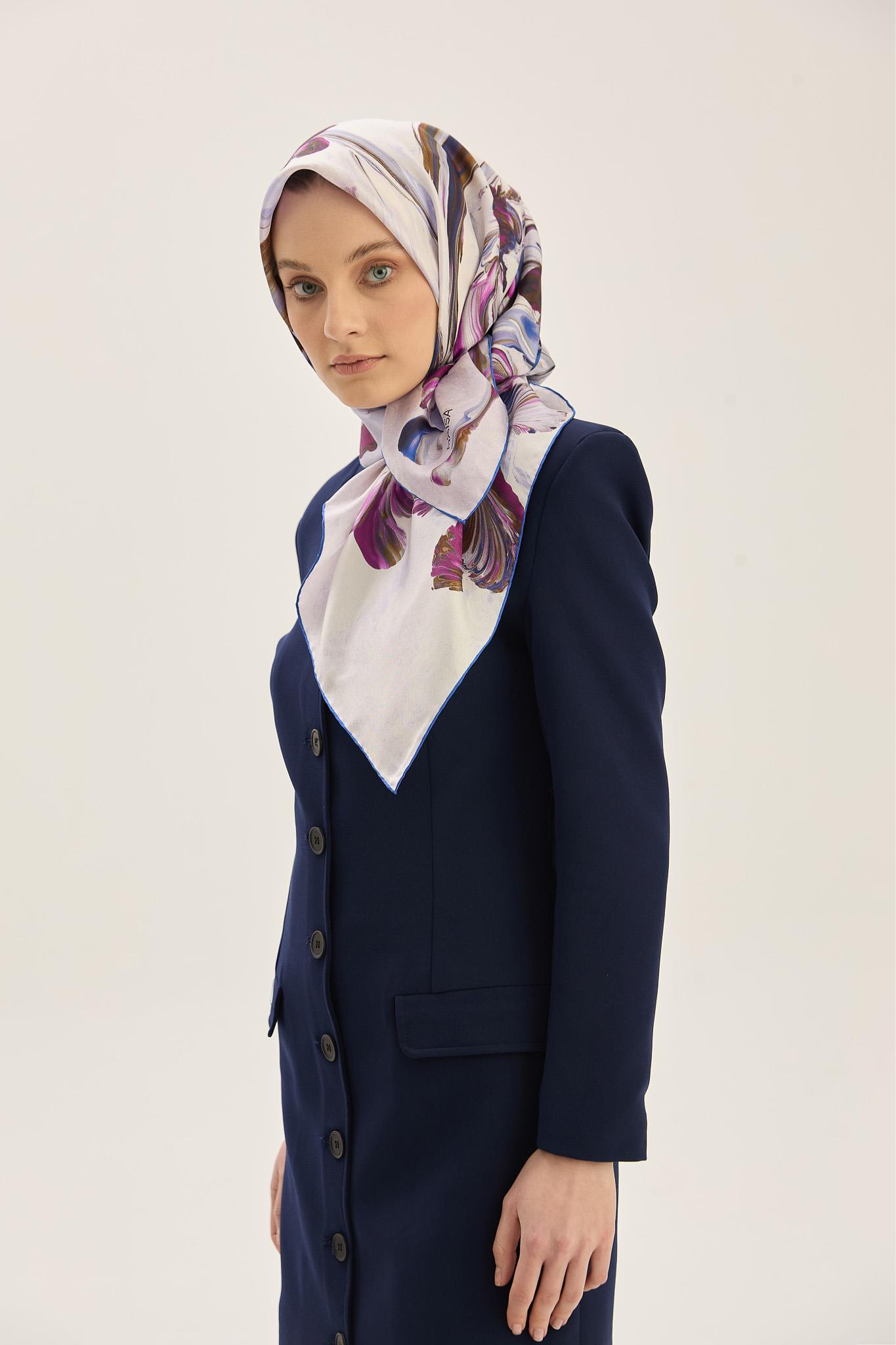 BUĞU MULBERRY İPEK EŞARP 90*90 CM - MORCİVERT