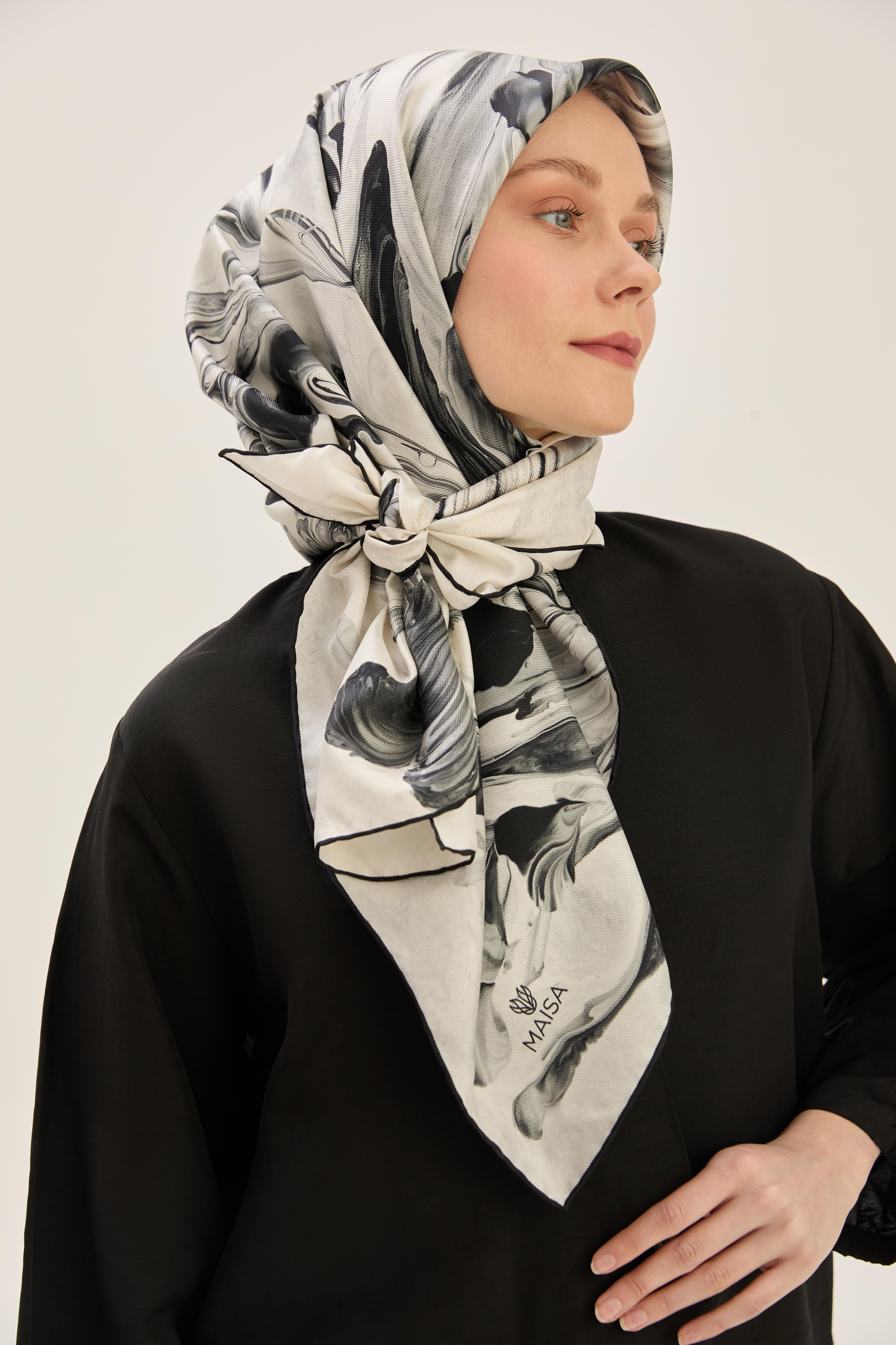 BUĞU MULBERRY İPEK EŞARP 90*90 CM - SİYAH