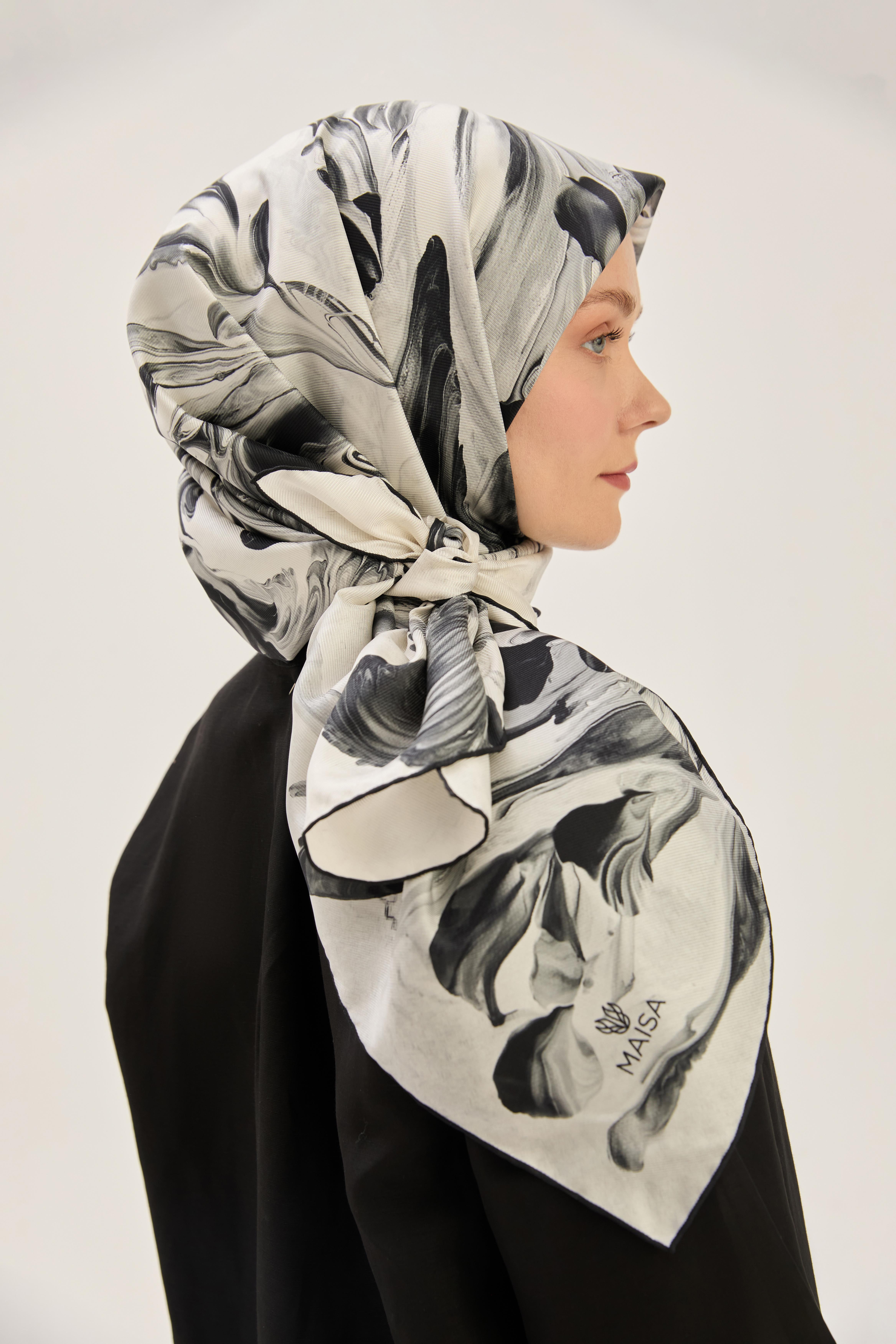 BUĞU MULBERRY İPEK EŞARP 90*90 CM - SİYAH