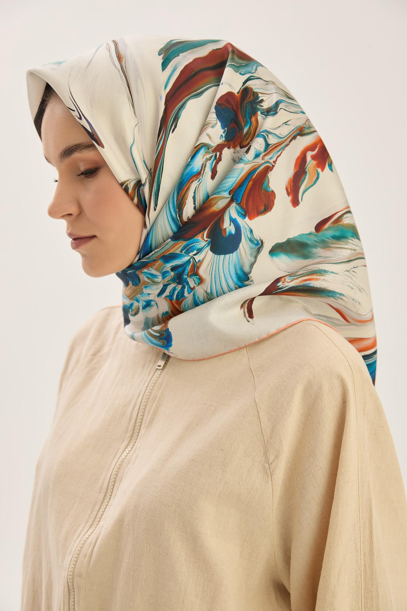 BUĞU MULBERRY İPEK EŞARP 90*90 CM - SOMON