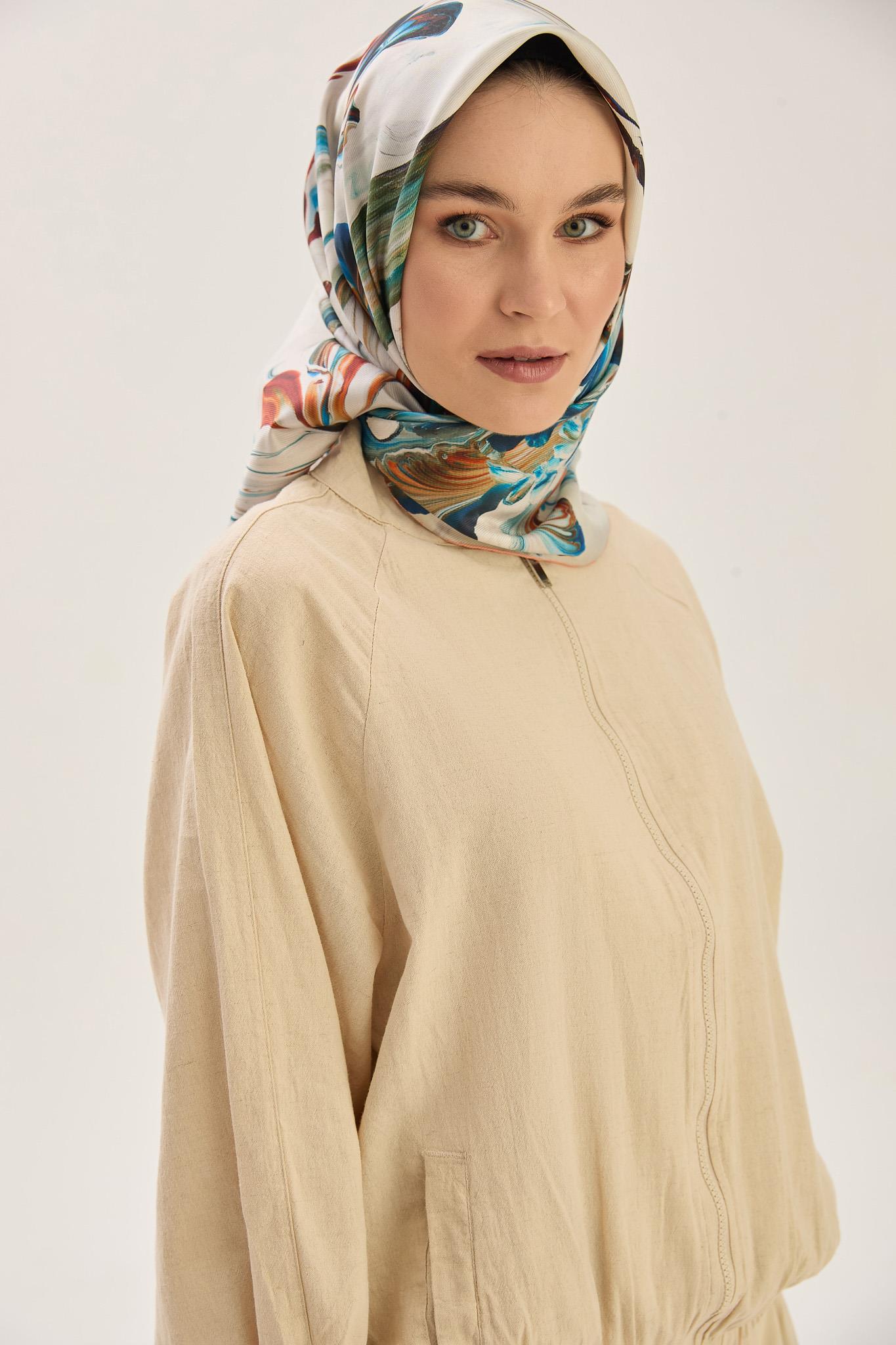 BUĞU MULBERRY İPEK EŞARP 90*90 CM - SOMON