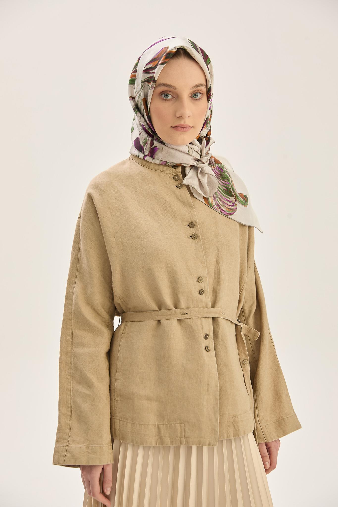 BUĞU MULBERRY İPEK EŞARP 90*90 CM - TAŞ