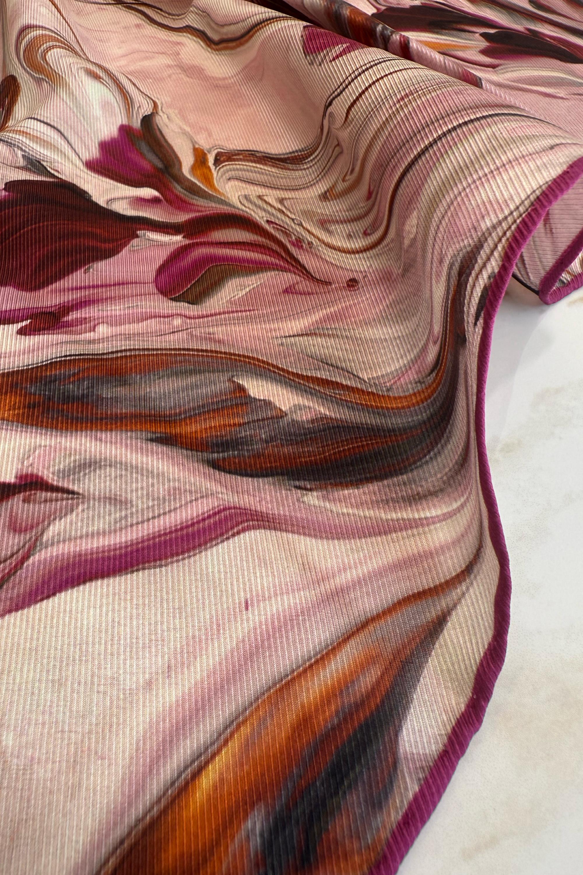 BUĞU MULBERRY İPEK EŞARP 90*90 CM - VİŞNE