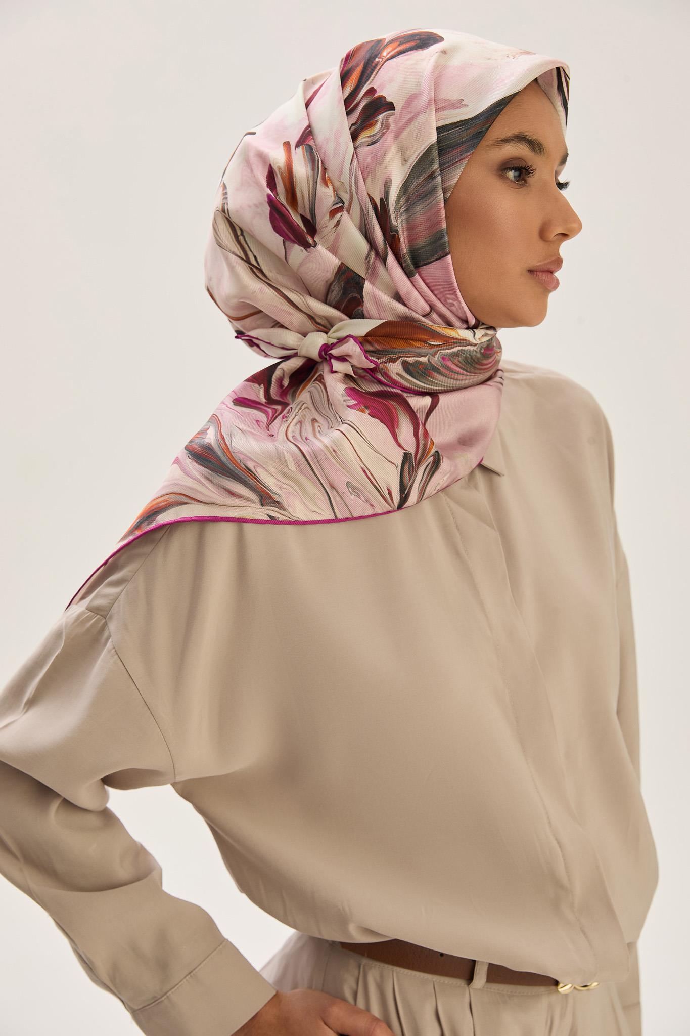 BUĞU MULBERRY İPEK EŞARP 90*90 CM - VİŞNE