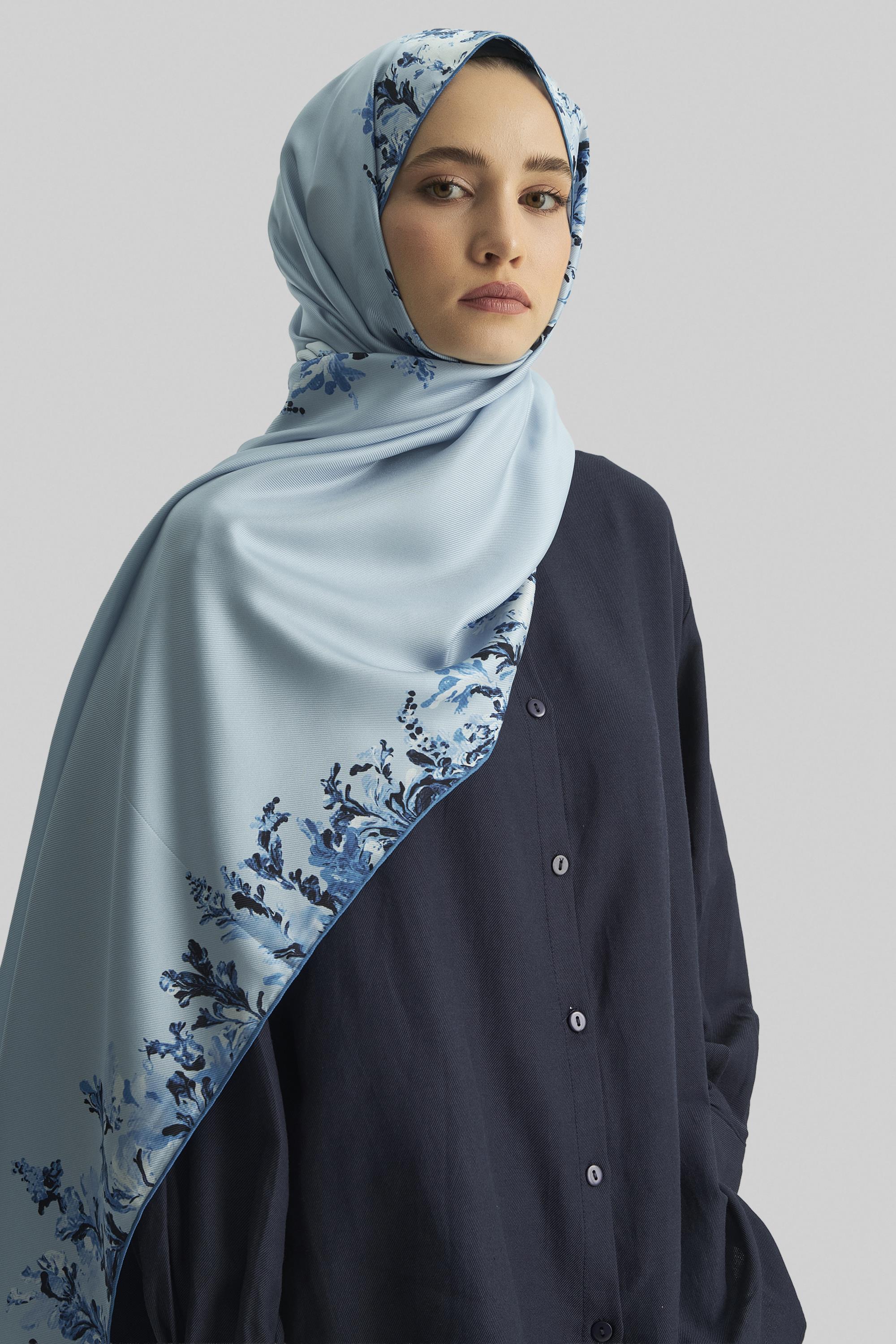 BURCU MULBERRY İPEK ŞAL 70*190 CM - MAVİ