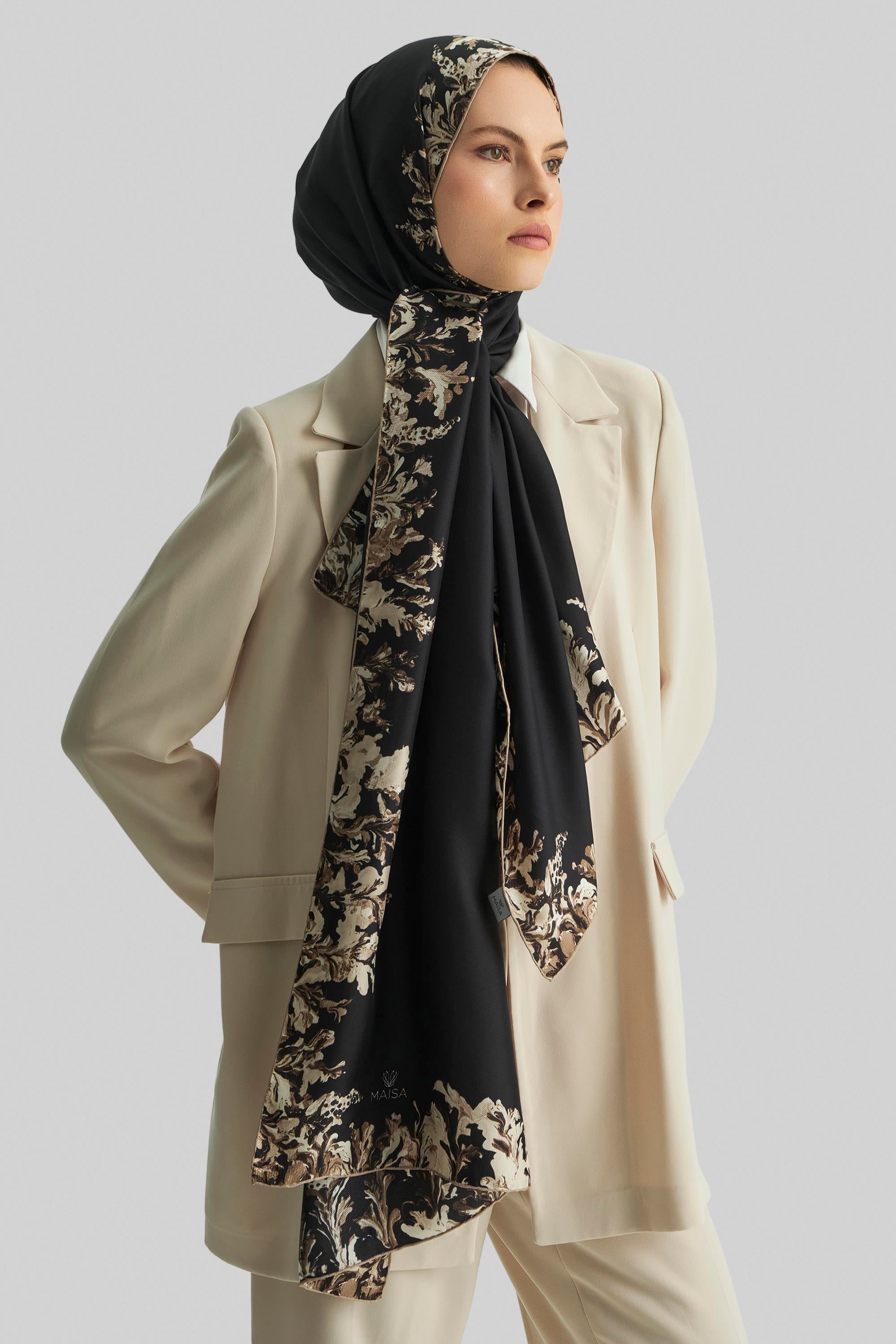 BURCU MULBERRY İPEK ŞAL 70*190 CM - SİYAH