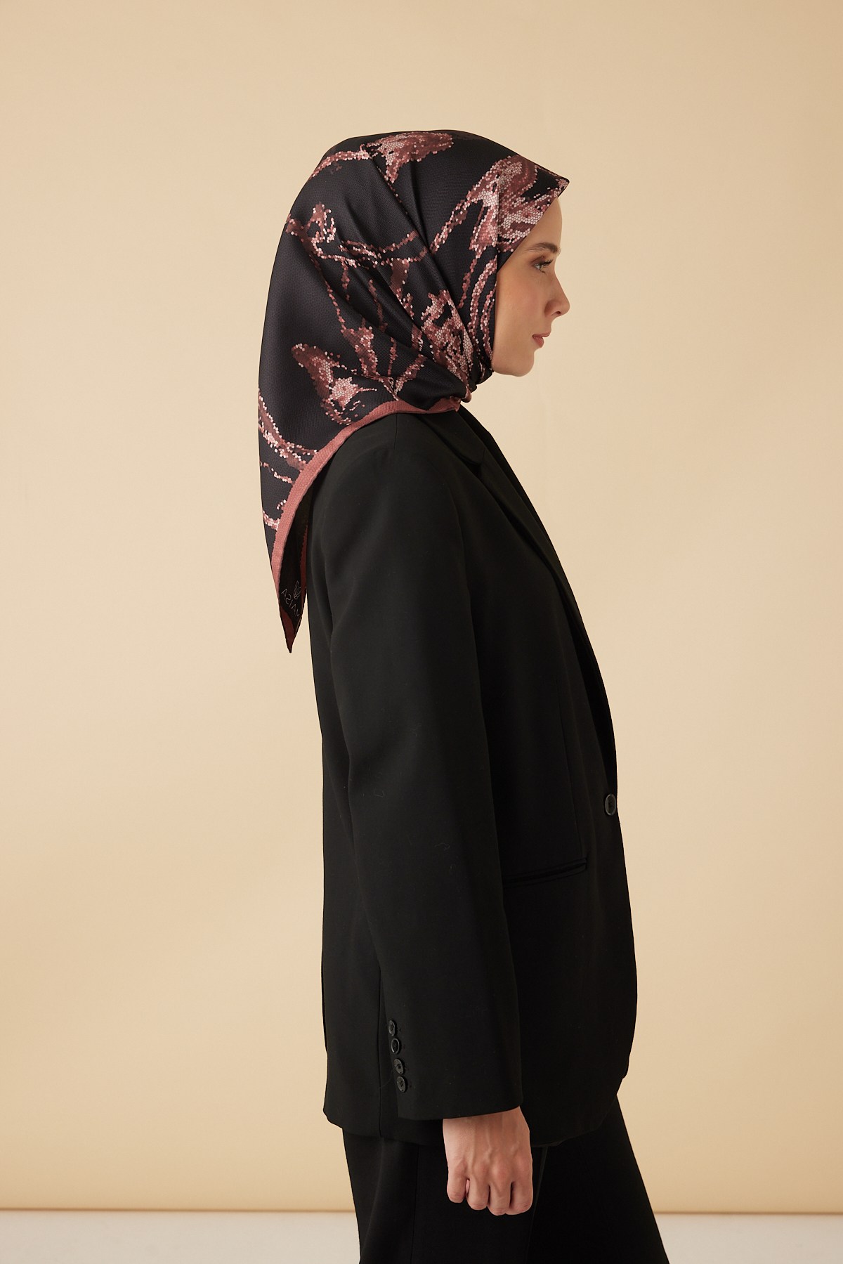CEVLAN MULBERRY İPEK EŞARP 90*90 CM - GÜL KURUSU