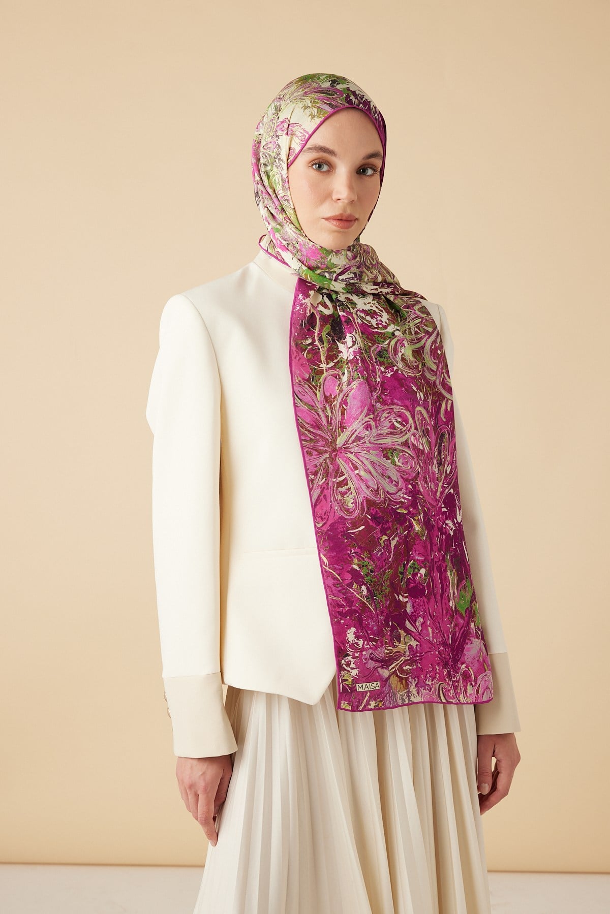 DEM PAMUK İPEK ŞAL 70*190 CM - FUŞYA