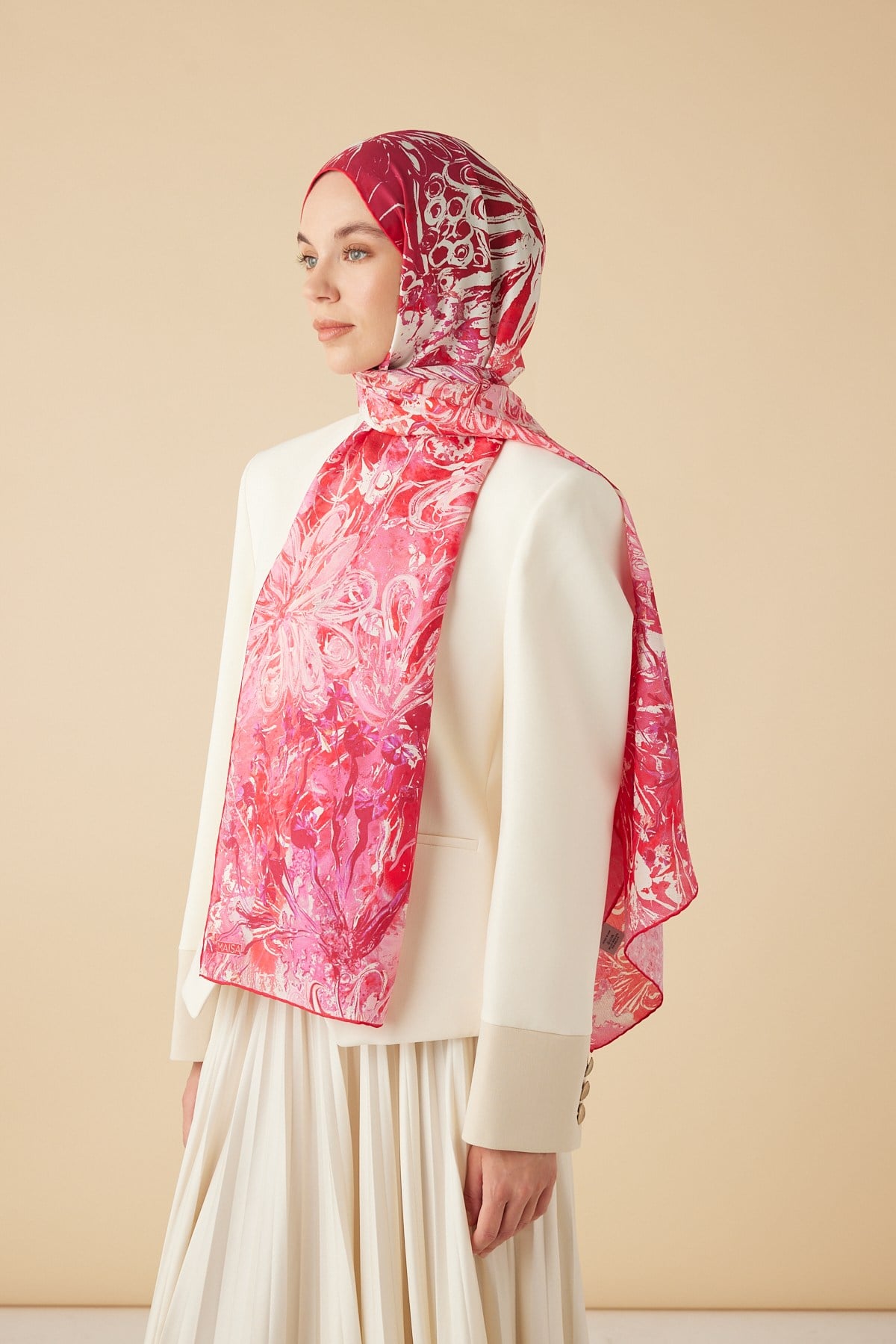 DEM PAMUK İPEK ŞAL 70*190 CM - PEMBE
