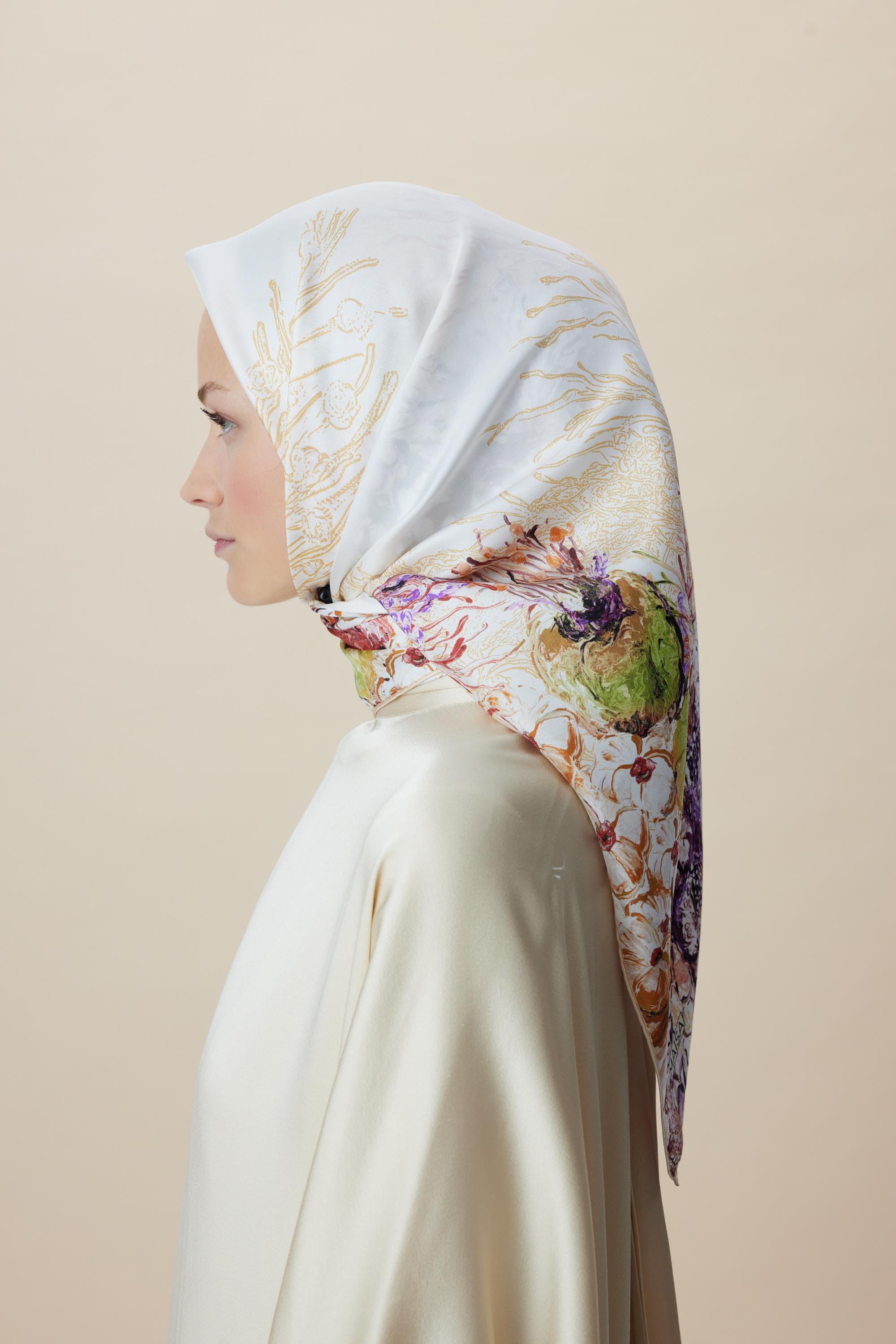 DERİN TİVİL İPEK EŞARP 90*90 CM - YEŞİL