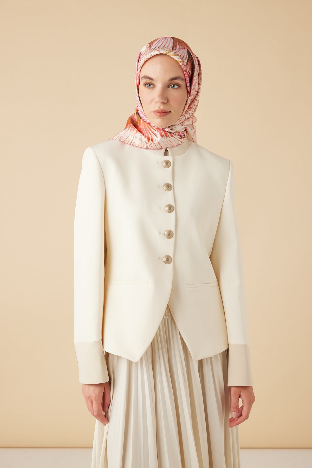 DEVRAN TİVİL İPEK EŞARP 90*90 CM - PEMBE