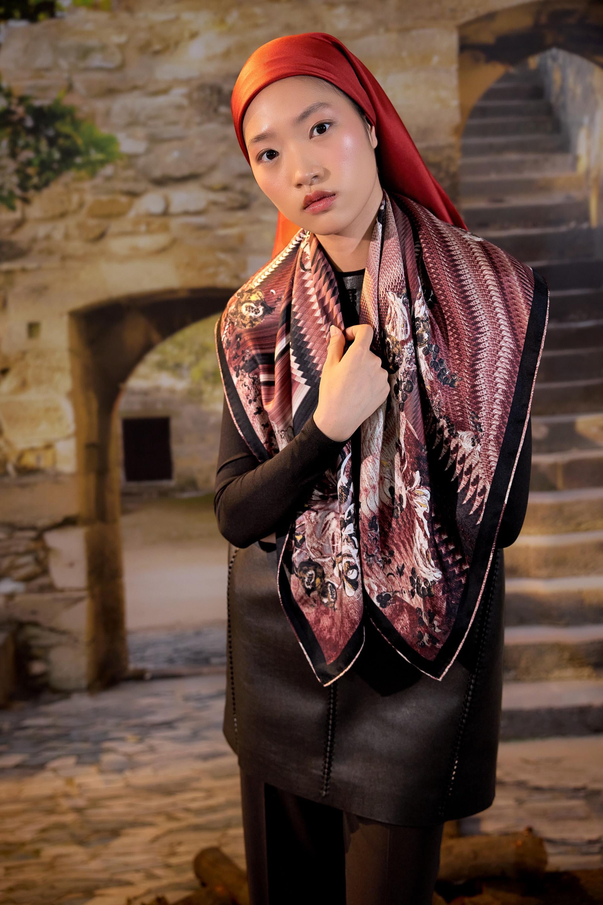 DİDE MULBERRY İPEK EŞARP 90*90 CM - MÜRDÜM