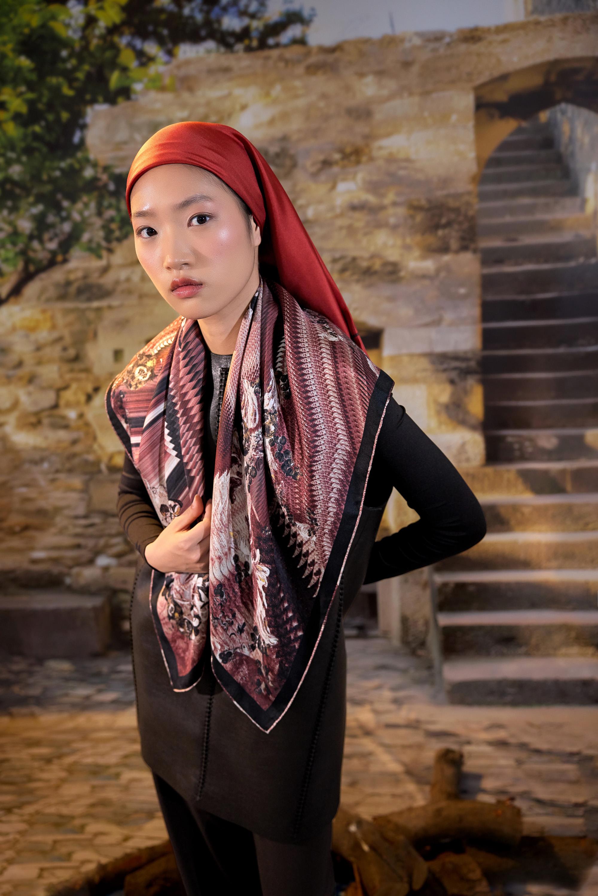 DİDE MULBERRY İPEK EŞARP 90*90 CM - MÜRDÜM