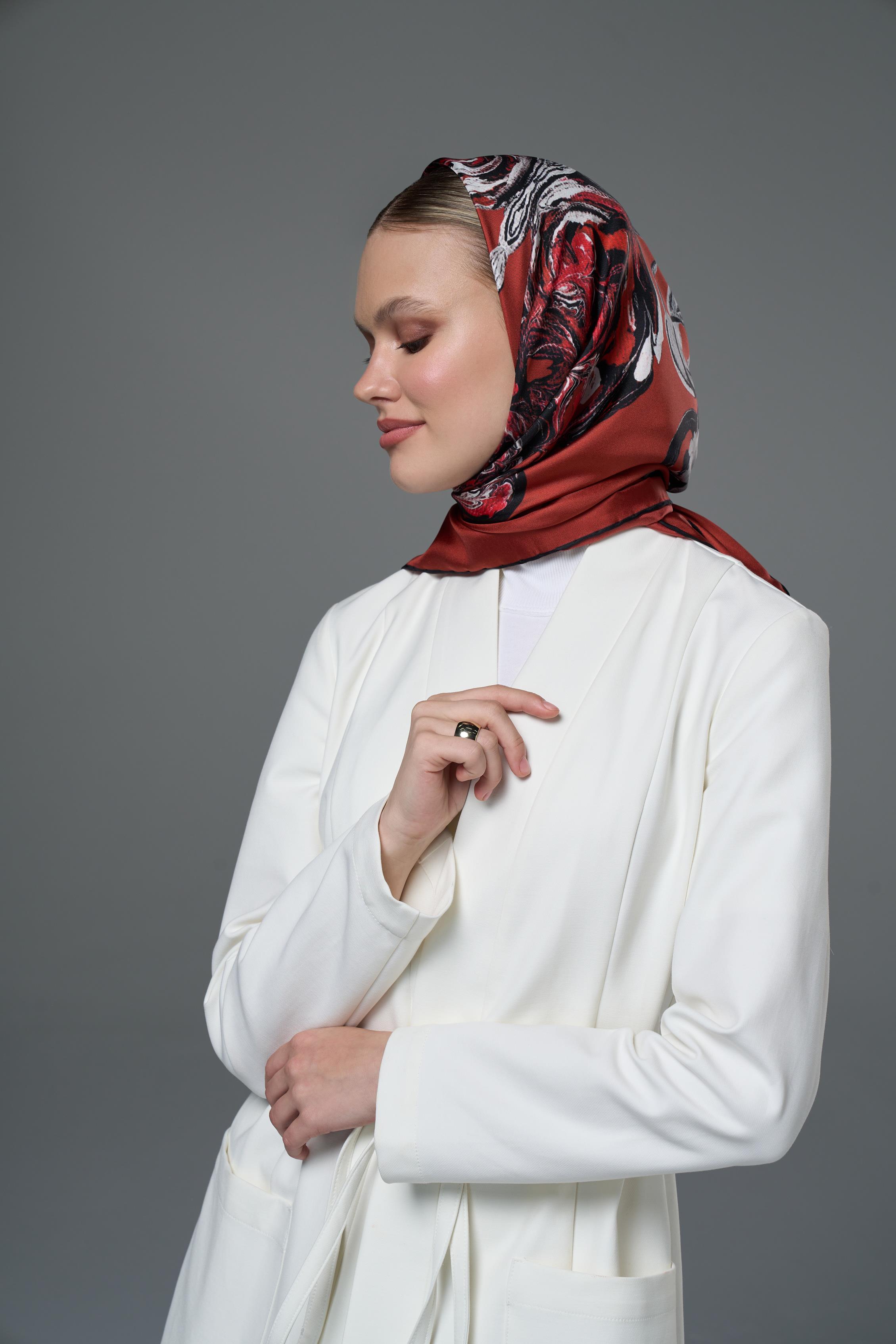 DİDE TİVİL İPEK EŞARP 90*90 – KIRMIZI