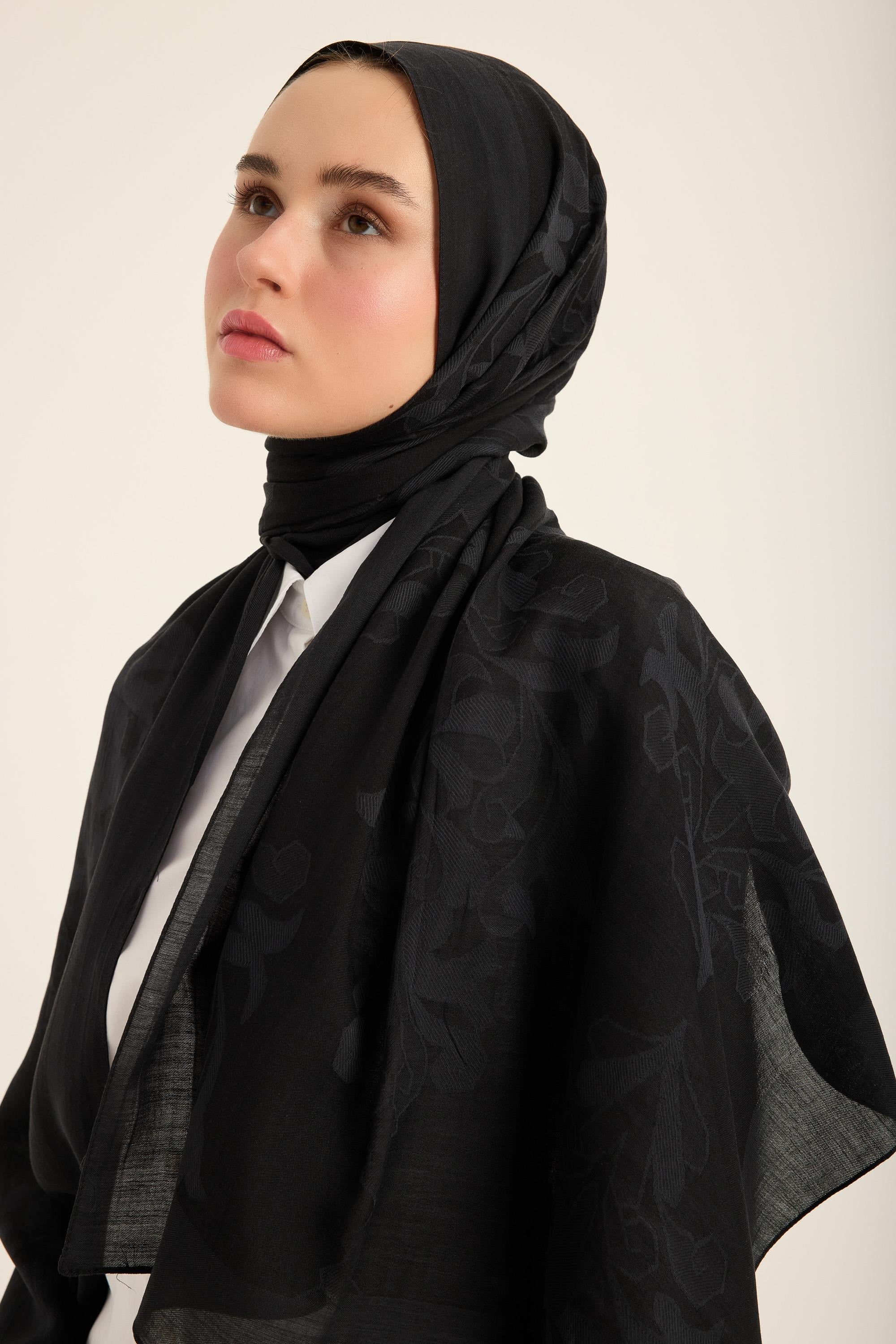 DURU İPEK PAMUK TENSEL ŞAL 70*190 CM - SİYAH