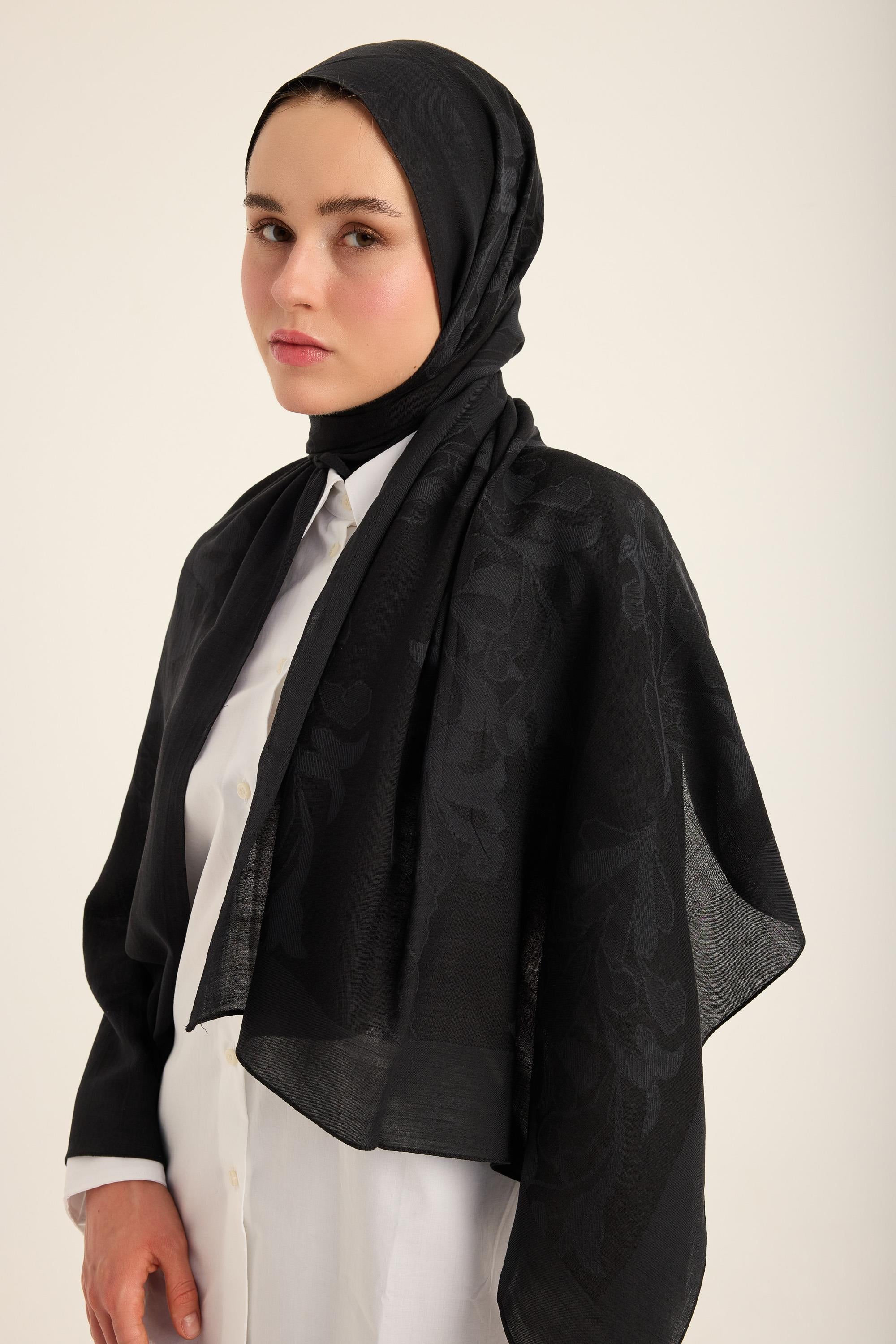DURU İPEK PAMUK TENSEL ŞAL 70*190 CM - SİYAH