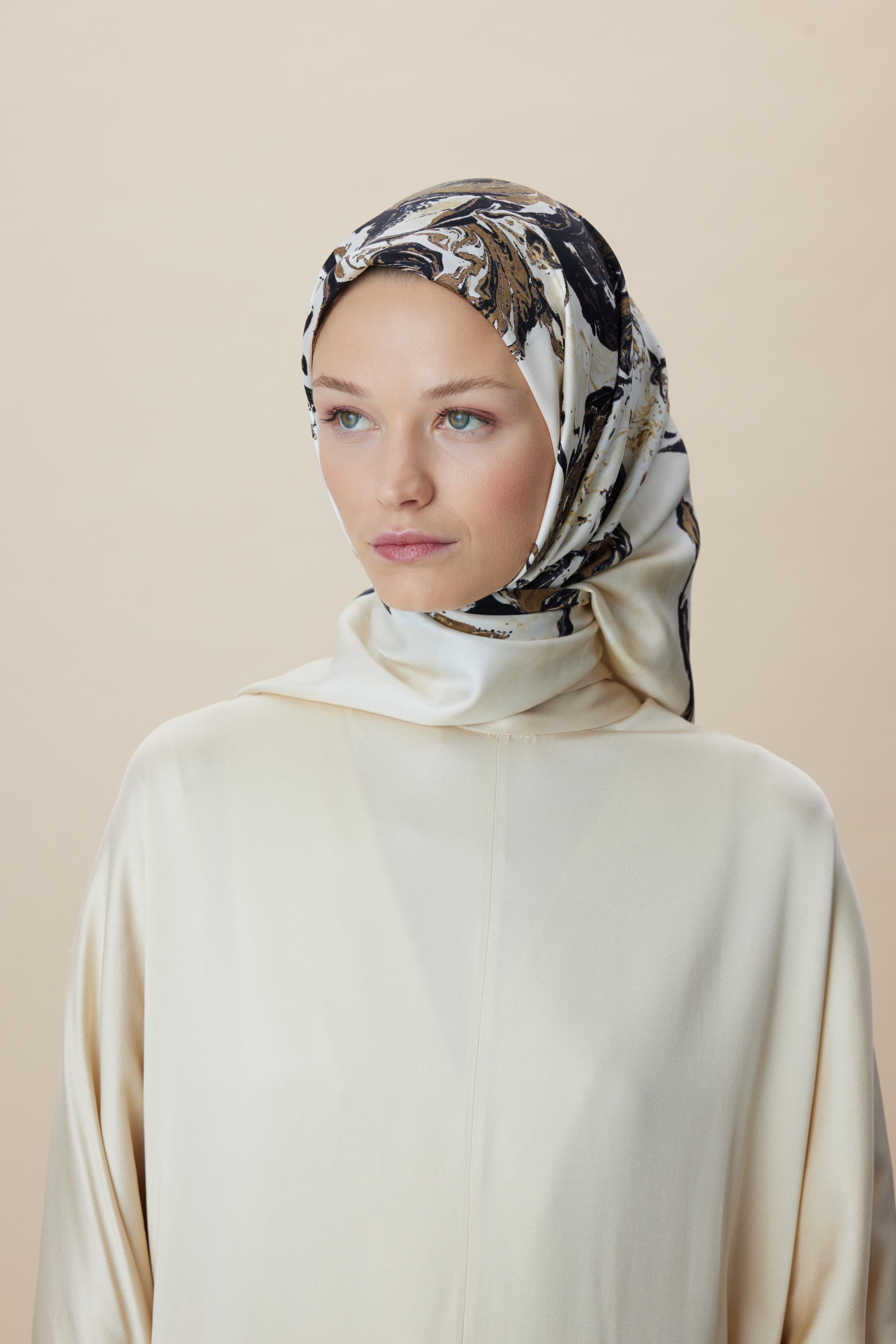 DÜŞ TİVİL İPEK EŞARP 90*90 CM - BEJ