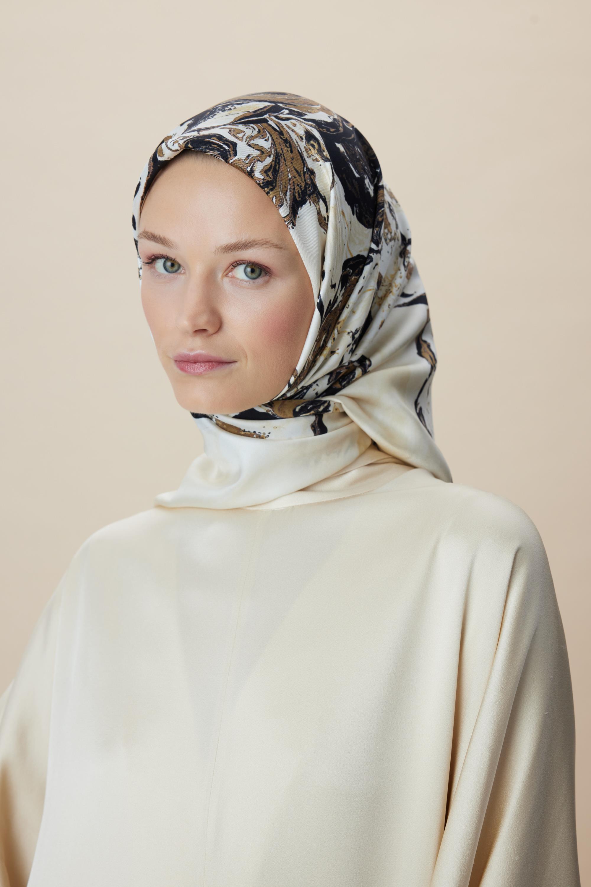 DÜŞ TİVİL İPEK EŞARP 90*90 CM - BEJ