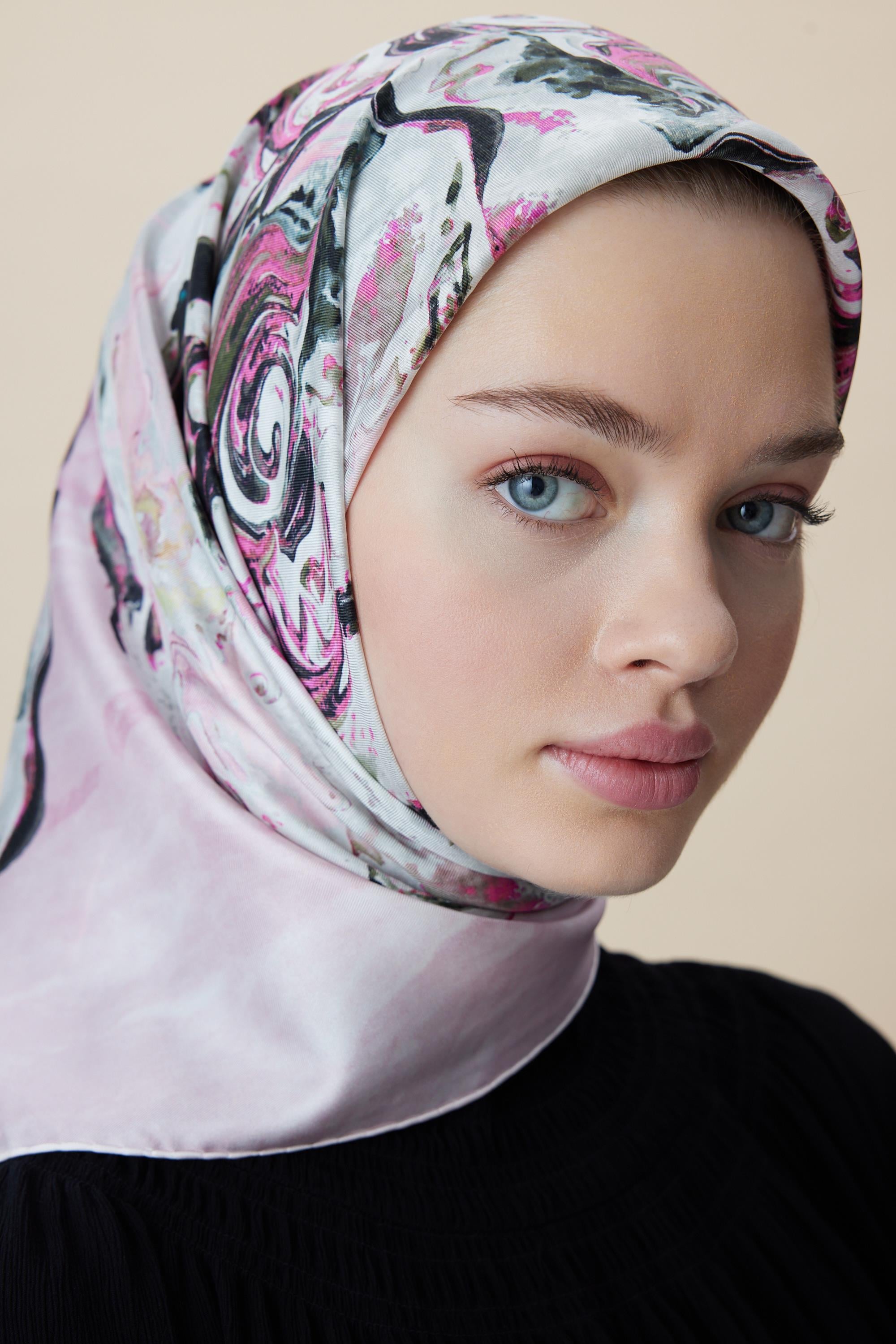 DÜŞ TİVİL İPEK EŞARP 90*90 CM - PUDRA PEMBE