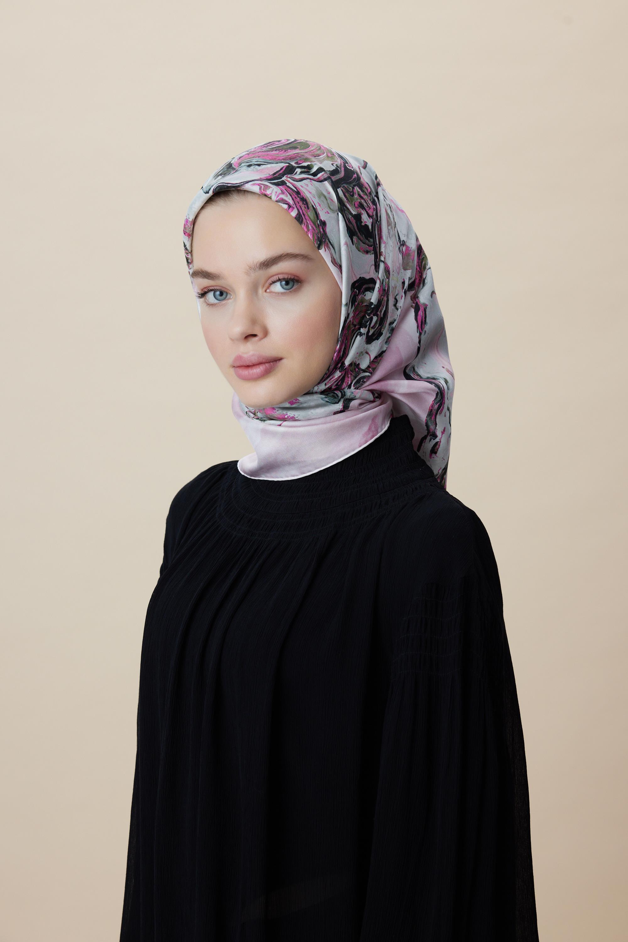 DÜŞ TİVİL İPEK EŞARP 90*90 CM - PUDRA PEMBE